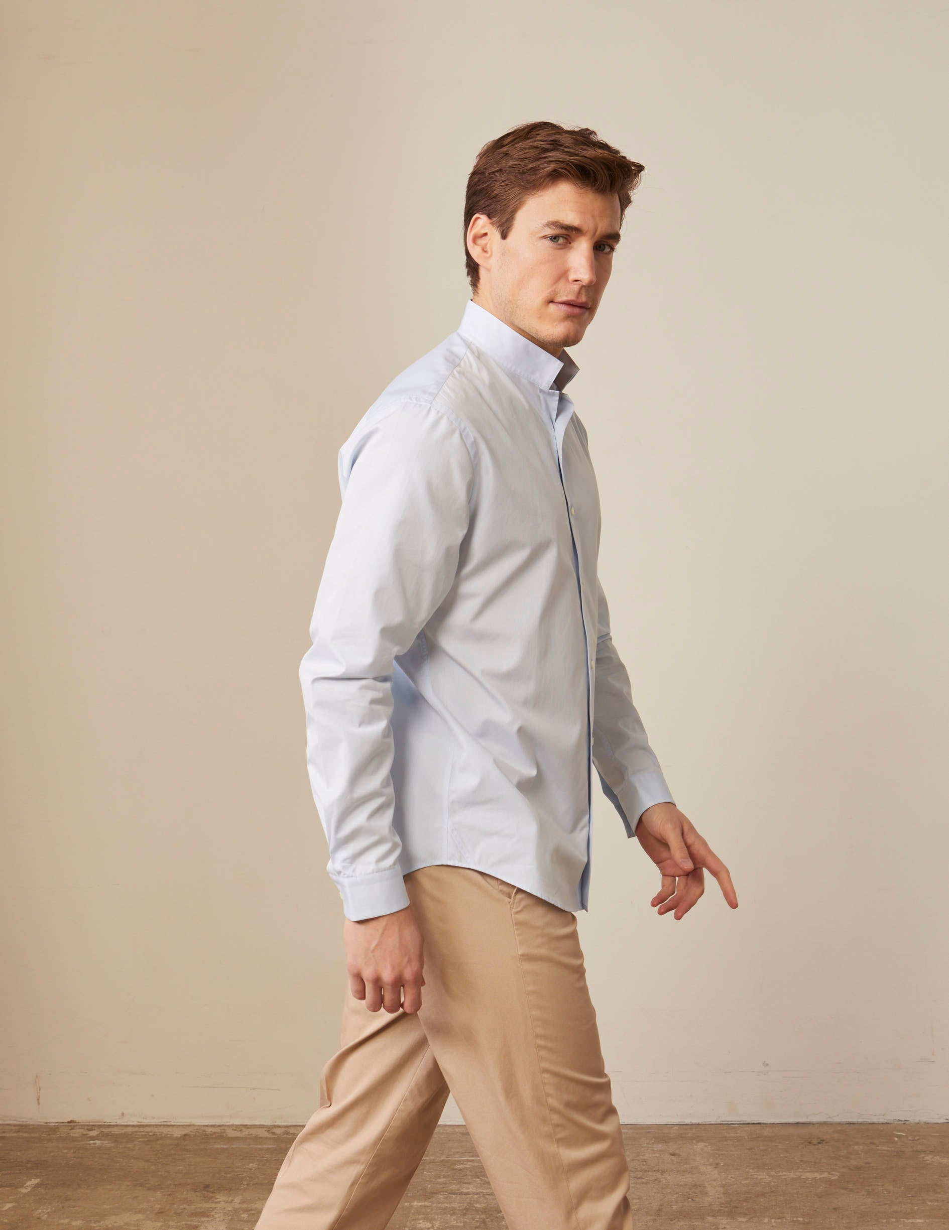 semi-fitted Blue shirt - Poplin - Inverted Collar