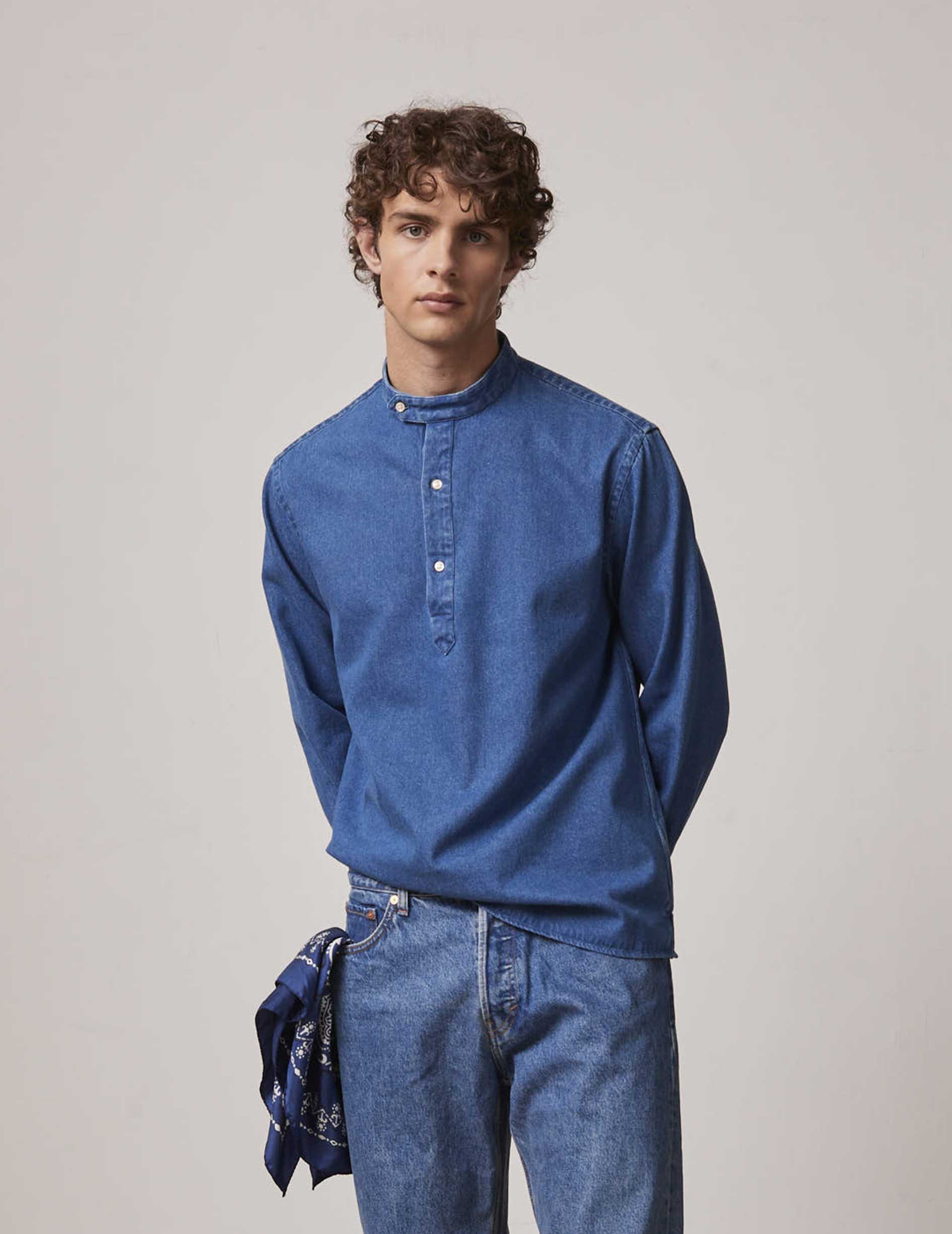 Denim Palais Royal shirt - Denim - Officer Collar