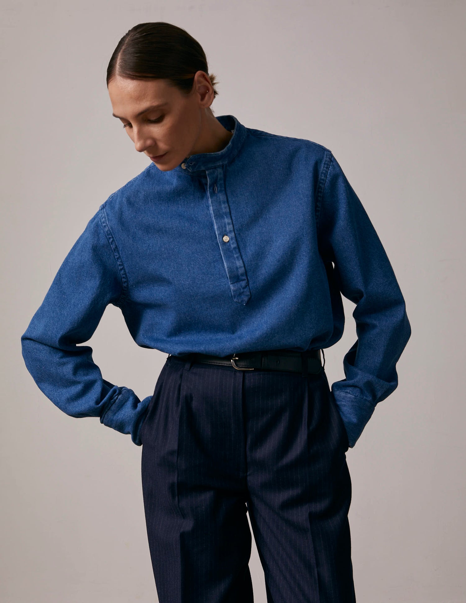 Denim Palais Royal shirt - Denim - Officer Collar#7