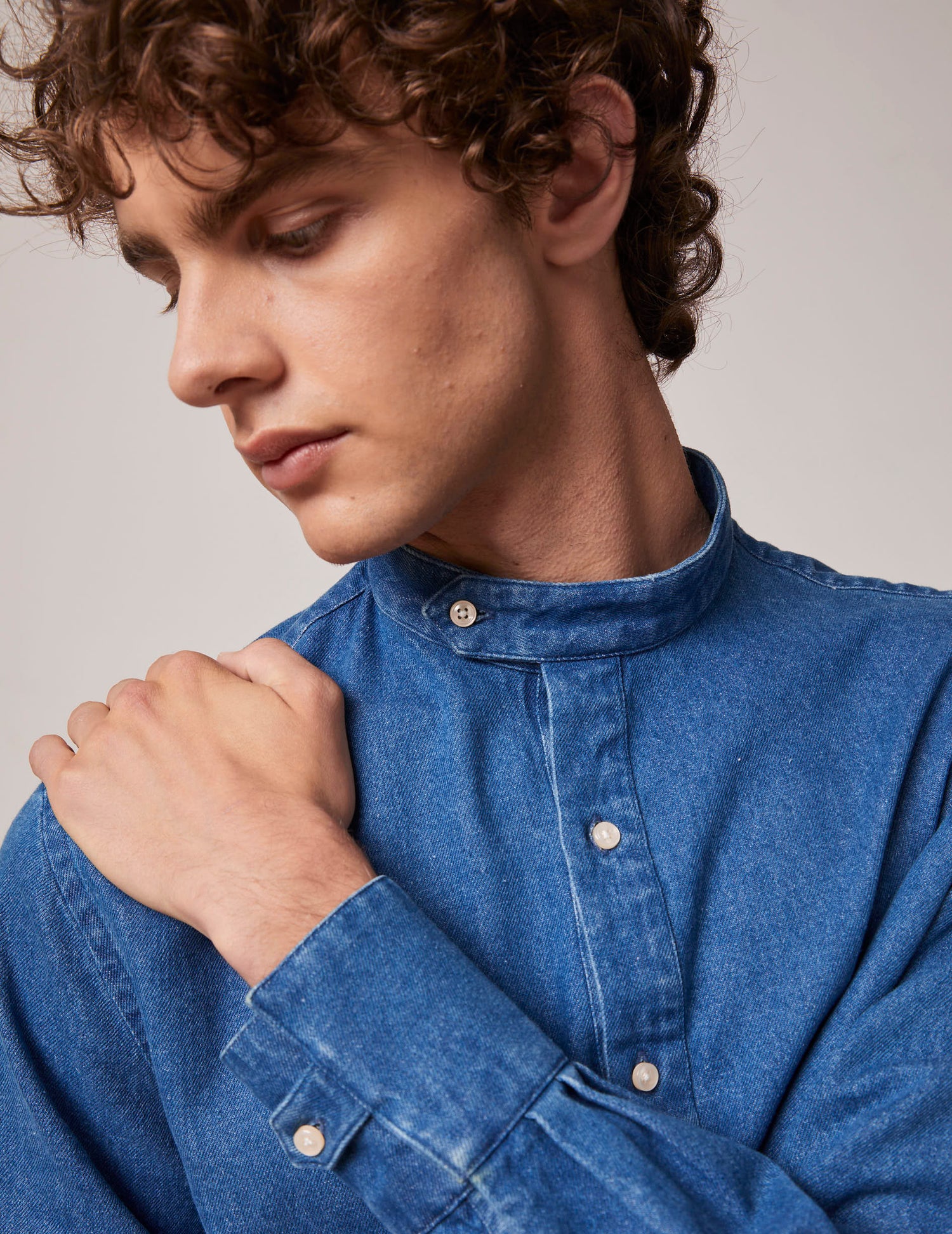 Denim Palais Royal shirt - Denim - Officer Collar#4