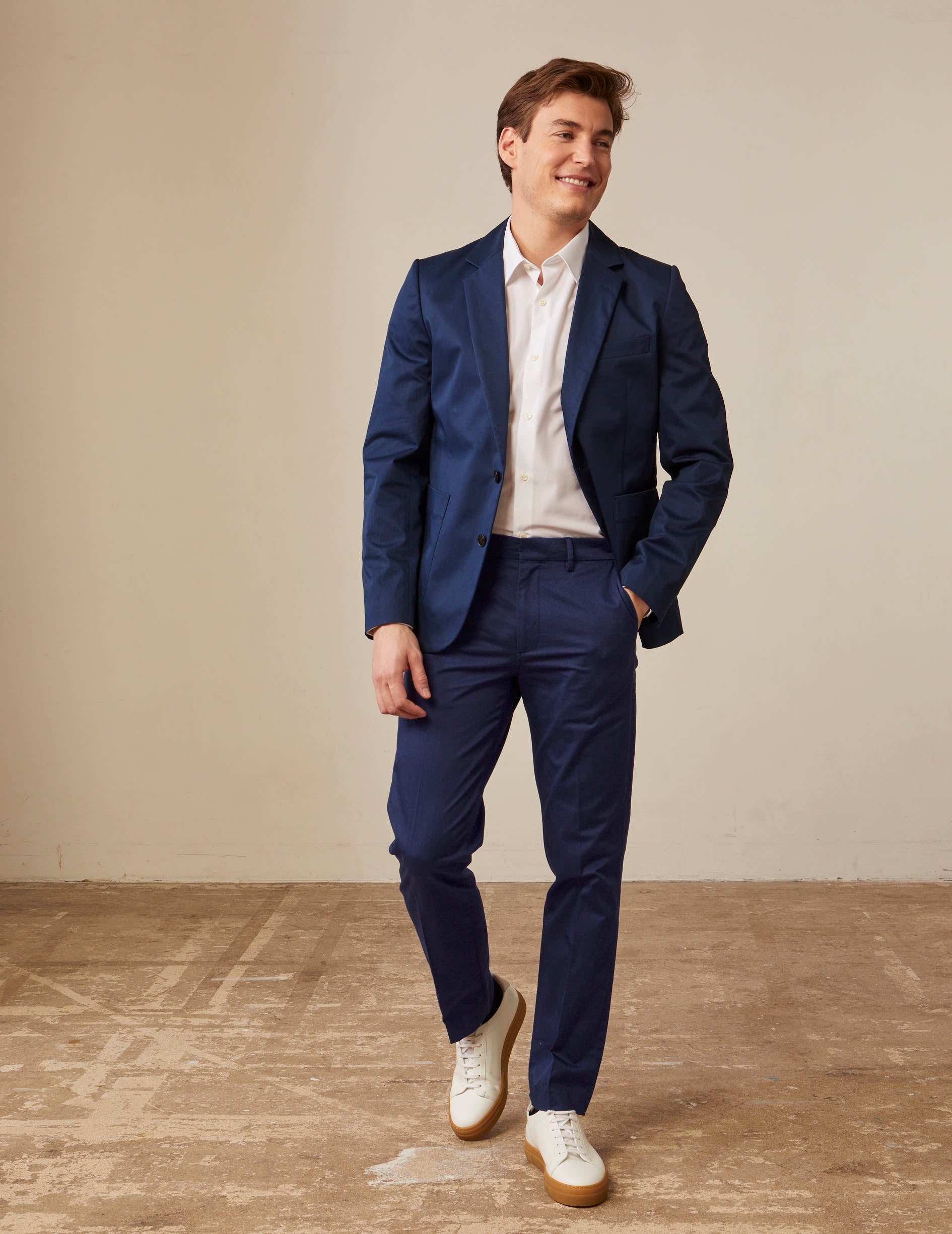 Hilton blazer in navy cotton twill