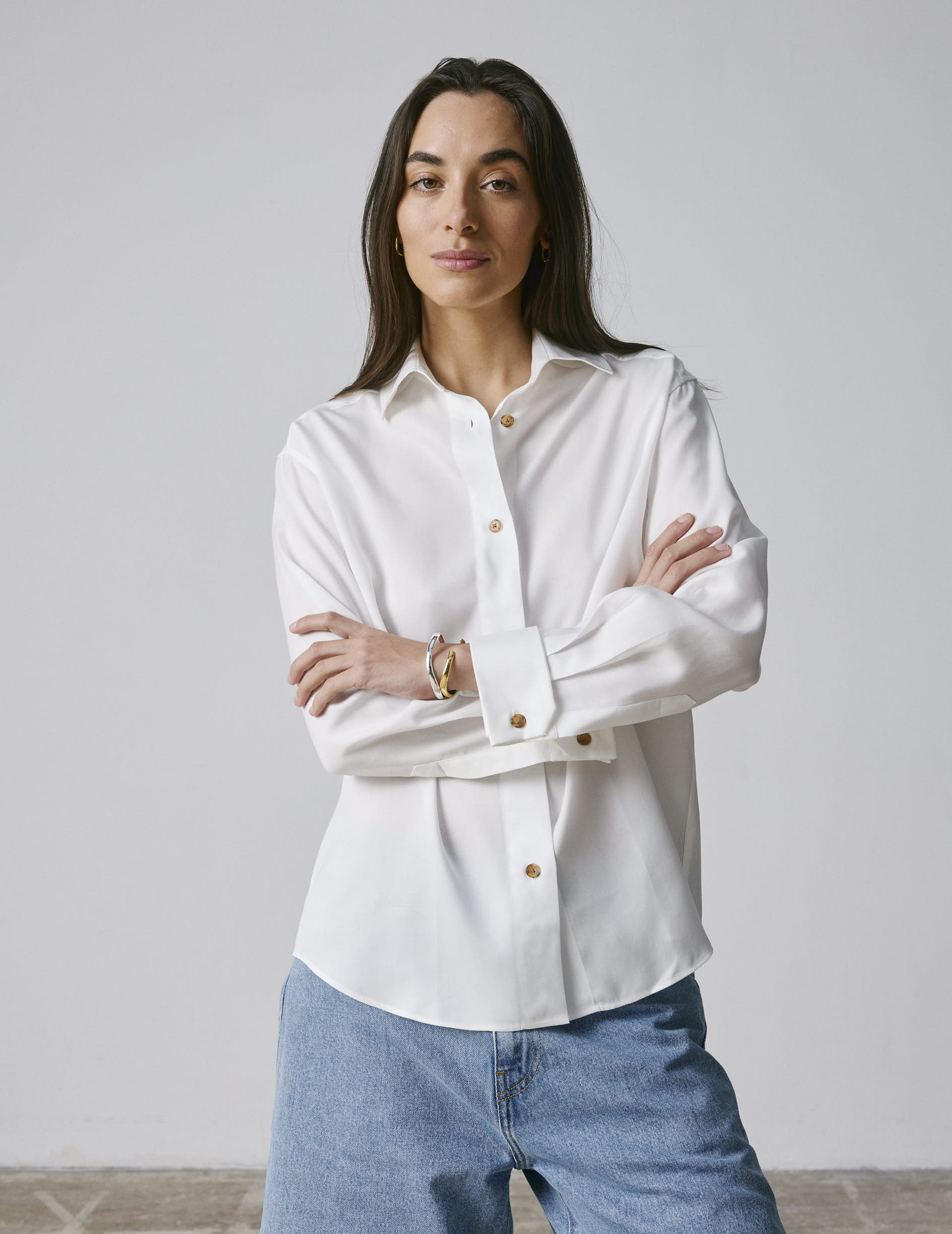 white Hannah shirt - Lyocell - Shirt Collar - French Cuffs