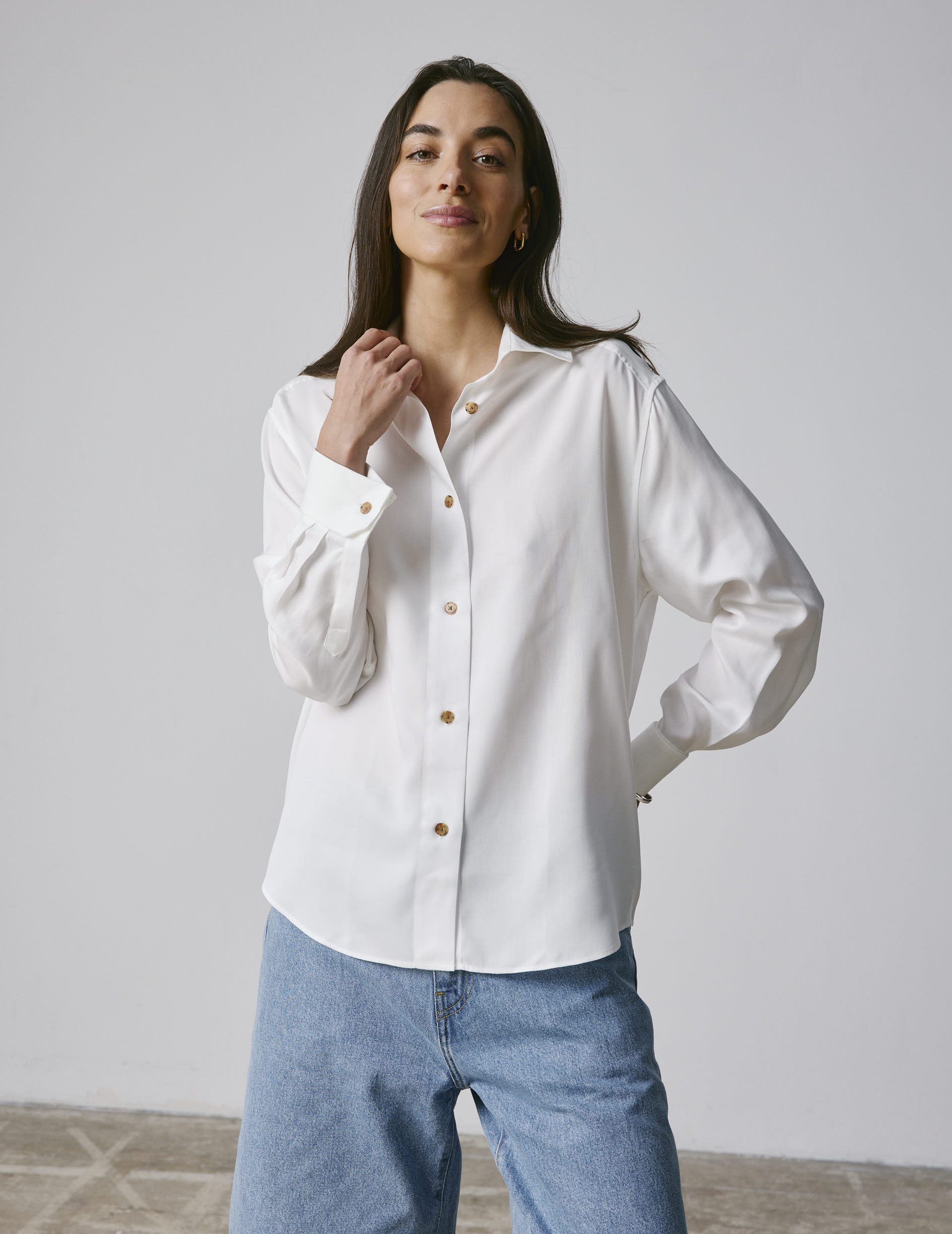 white Hannah shirt - Lyocell - Shirt Collar - French Cuffs