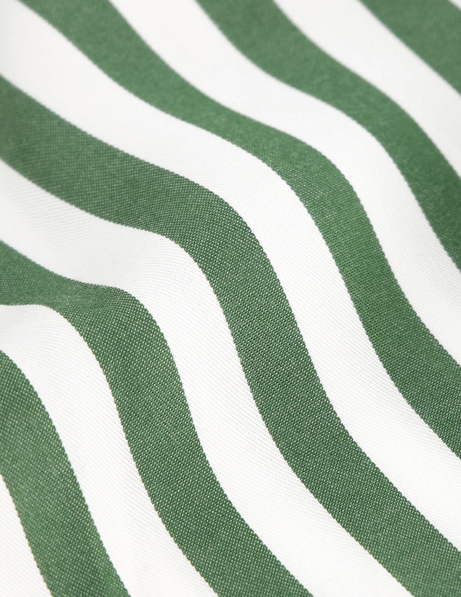 Oversized green striped Lizandra shirt - Lyocell - Shirt Collar