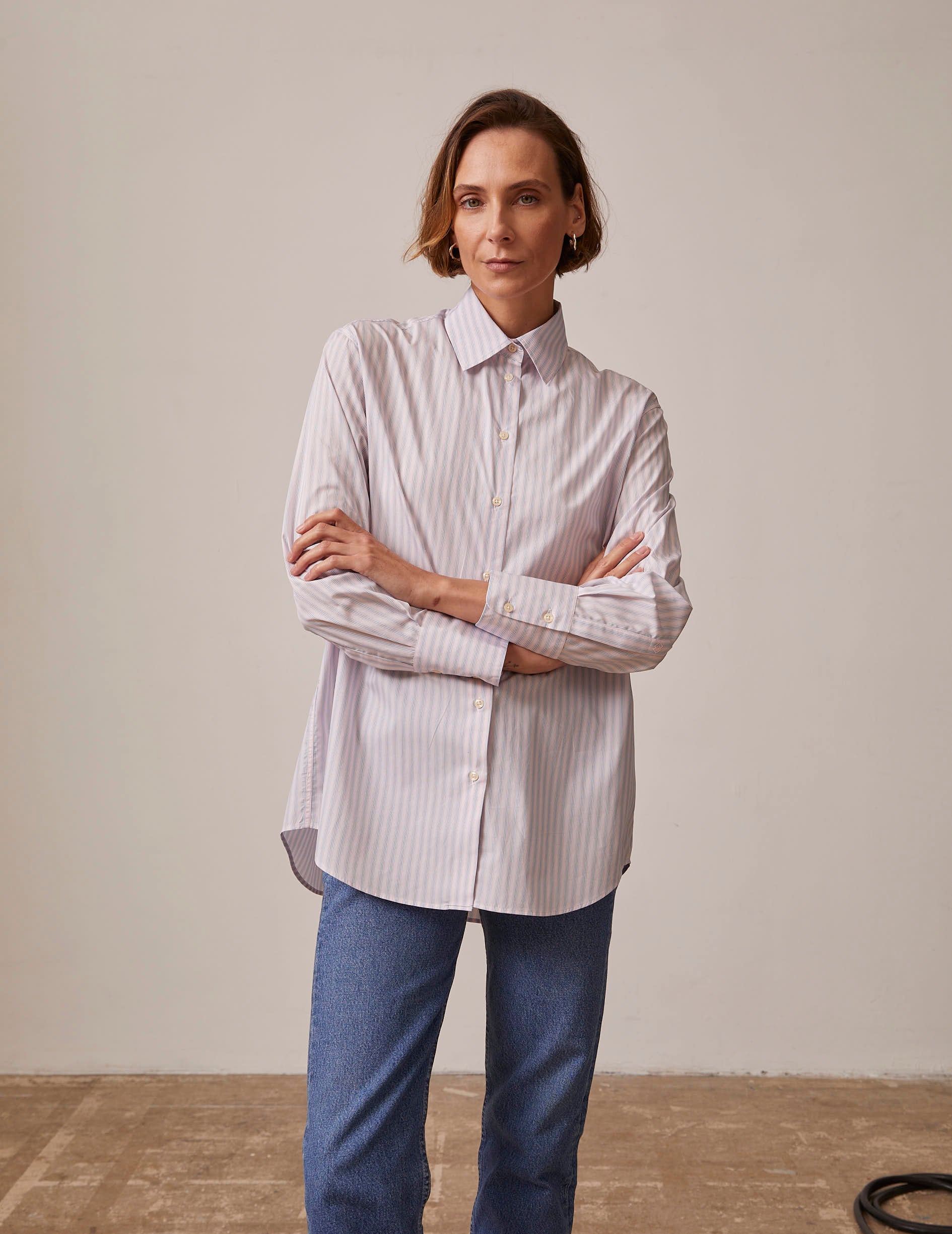 pink striped Mathilde shirt - Poplin - Shirt Collar