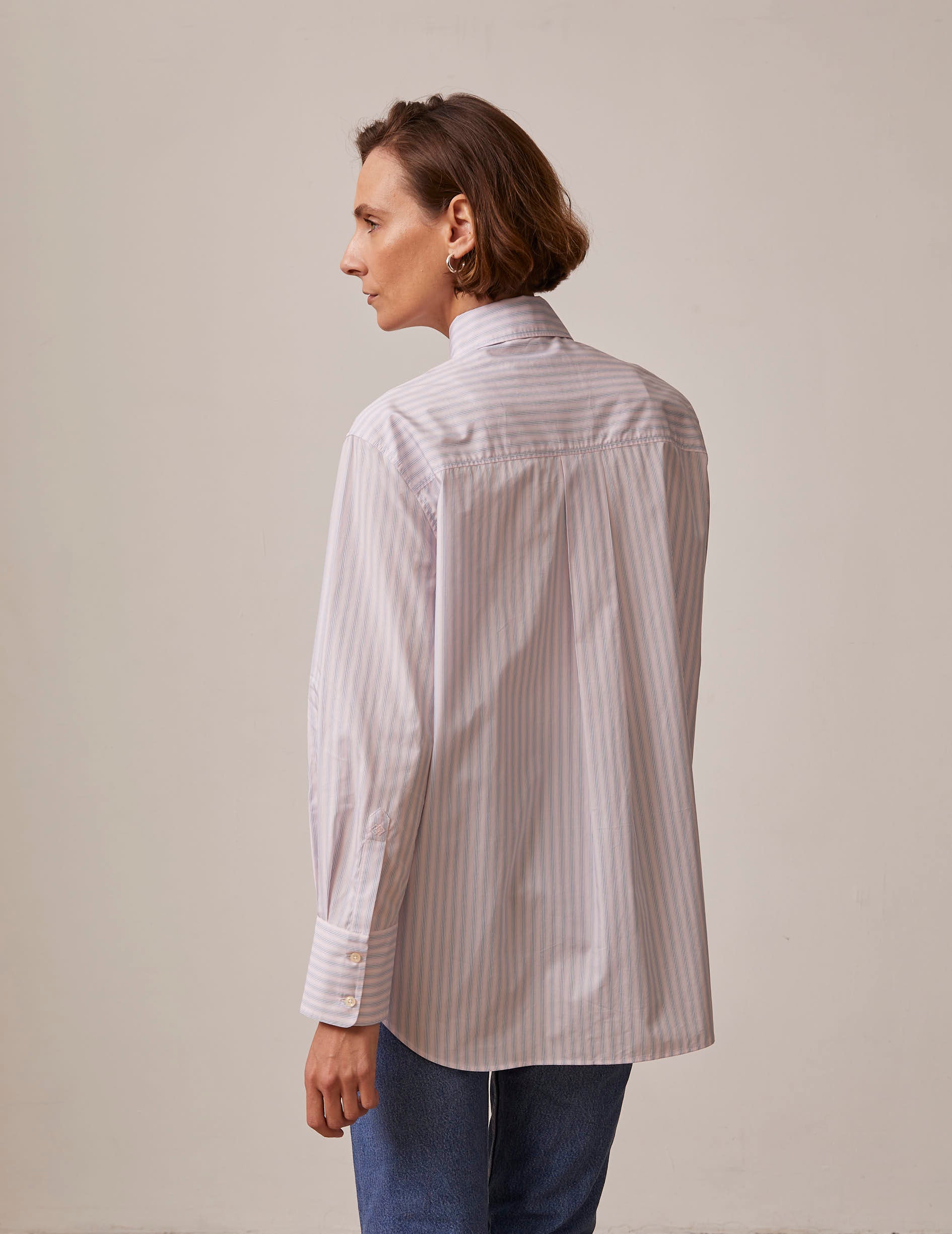 pink striped Mathilde shirt - Poplin - Shirt Collar