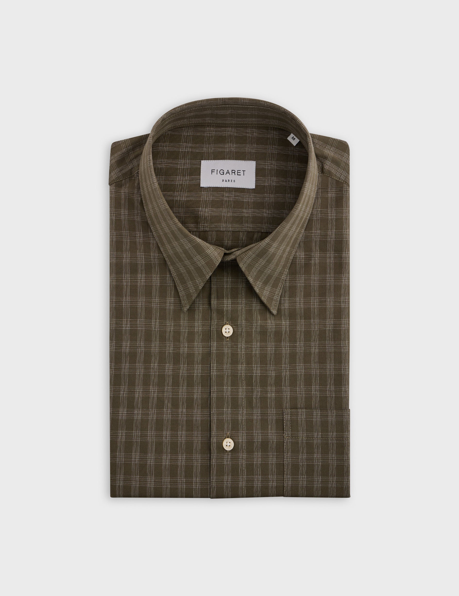 Khaki checked Arnold shirt - Poplin - Prodigious Collar