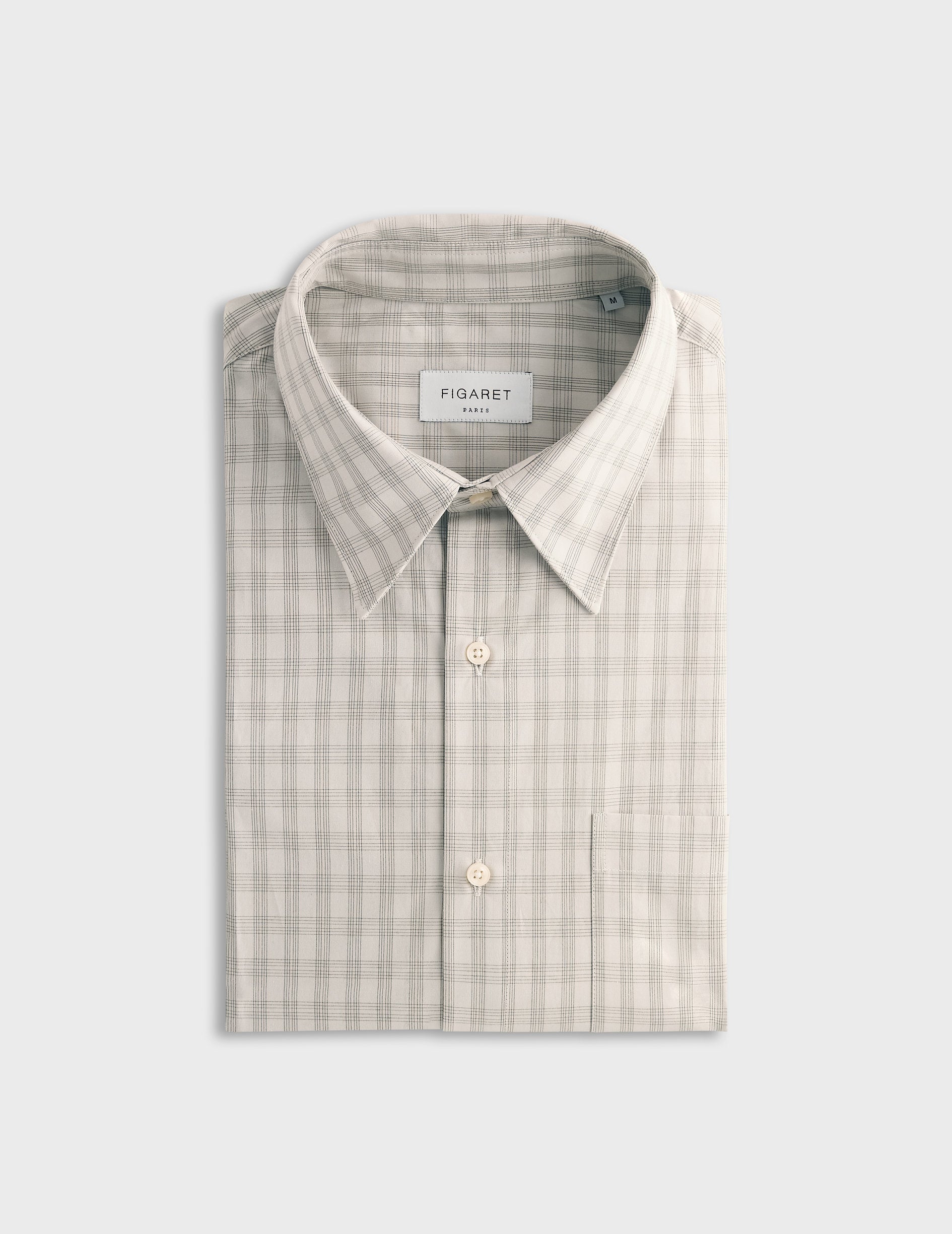 Ecru checked Arnold shirt - Poplin - Prodigious Collar