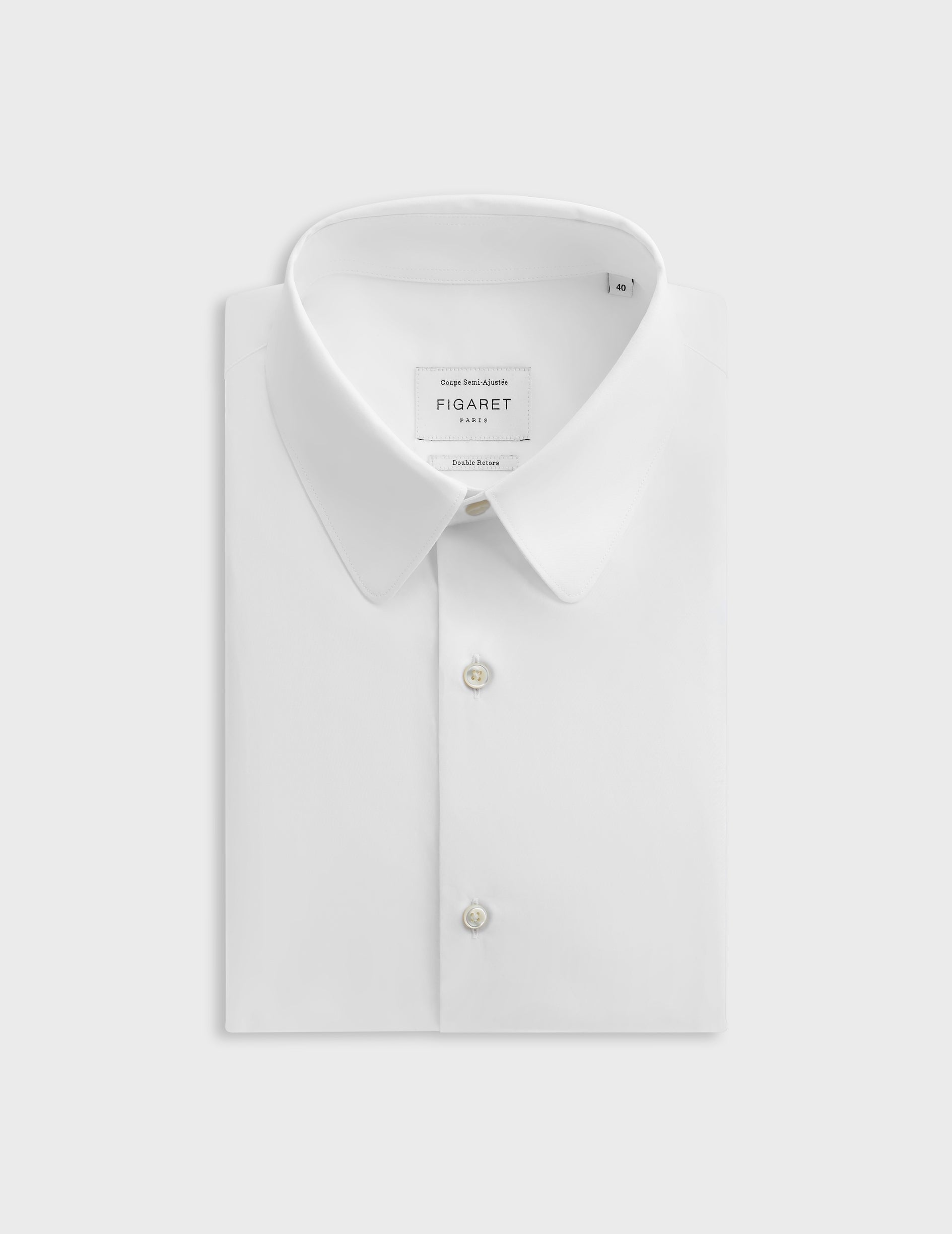 round collar dress shirt semi-fitted White shirt