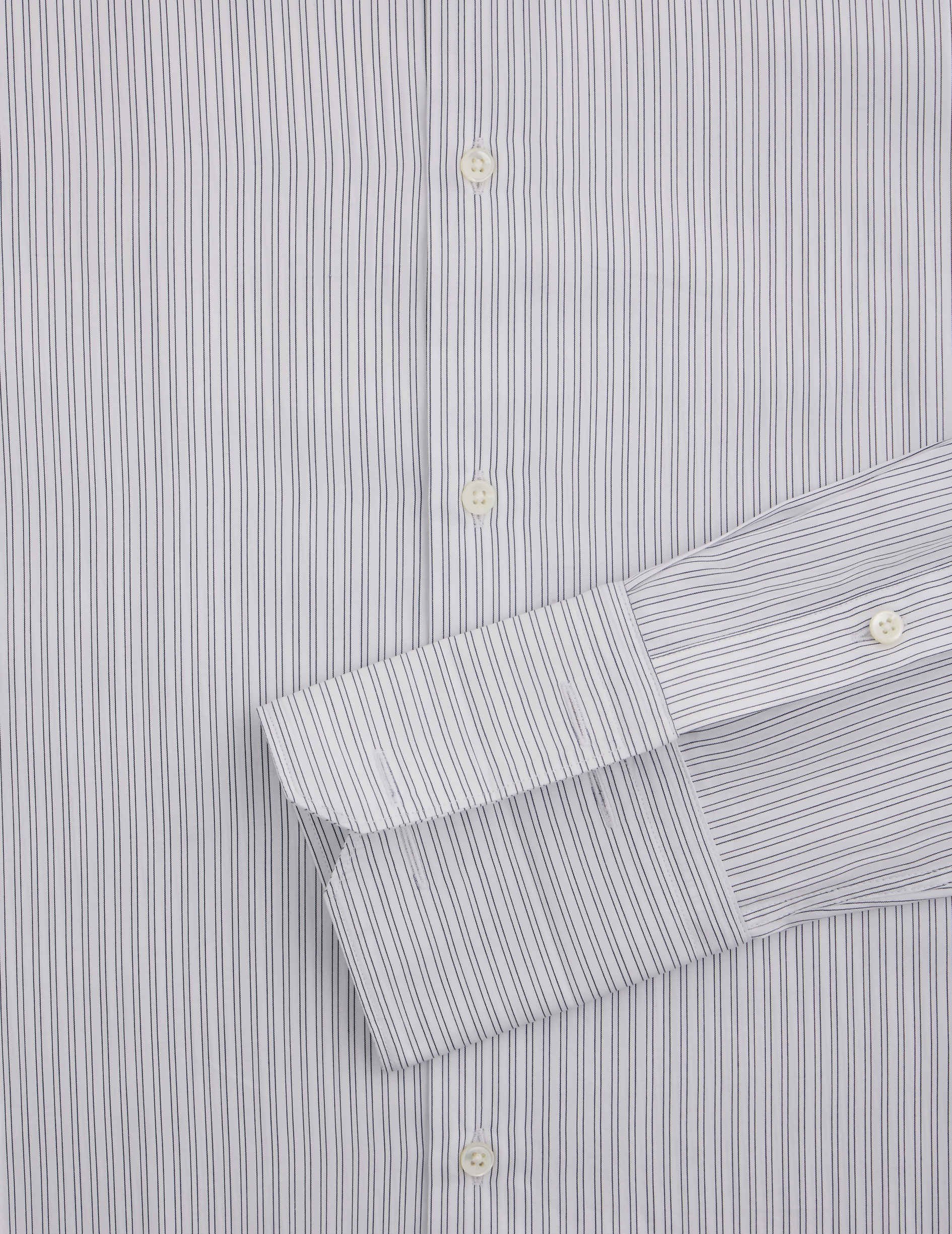 fitted Navy blue striped shirt - Poplin - Figaret Collar - Musketeers Cuffs