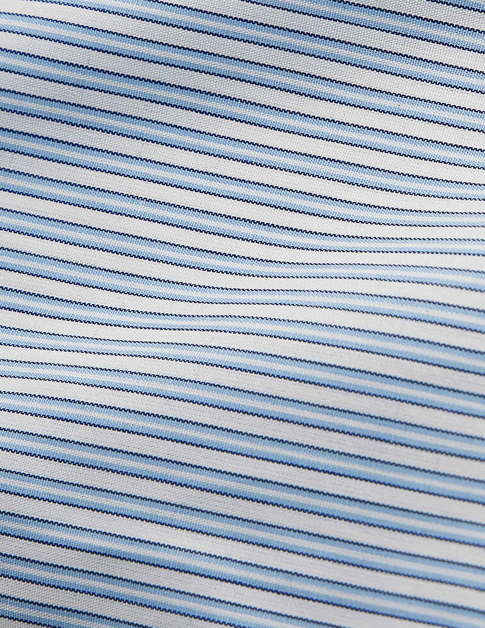 classic Blue striped shirt - Poplin - Figaret Collar - Easy-iron