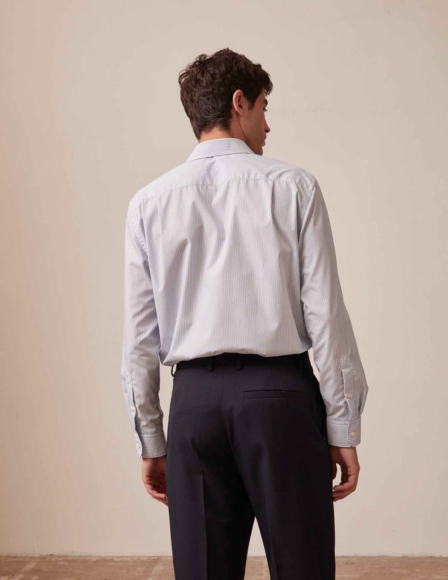 classic Blue striped shirt - Poplin - Figaret Collar - Easy-iron#4