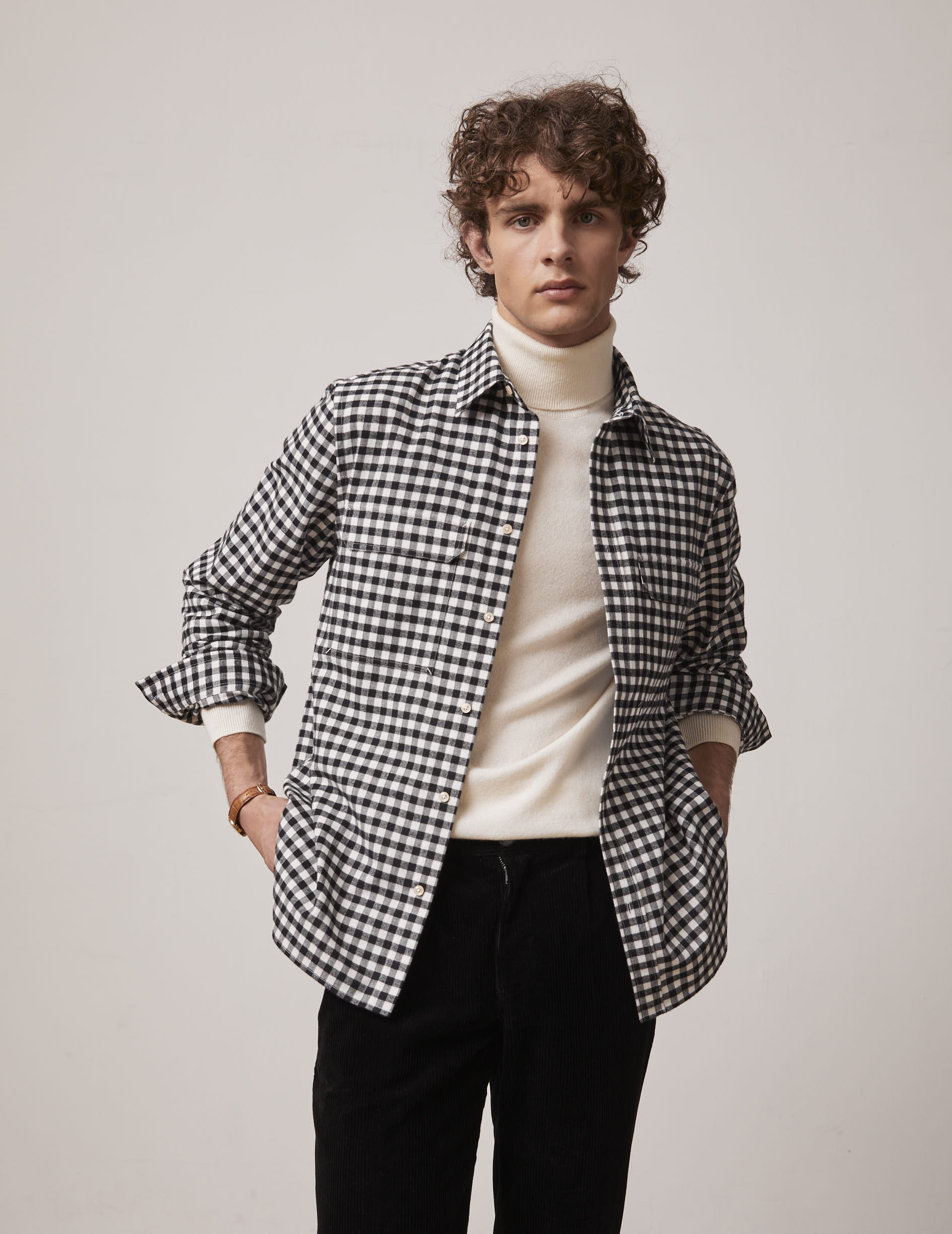 Black checked Florian shirt - Flannel - French Collar