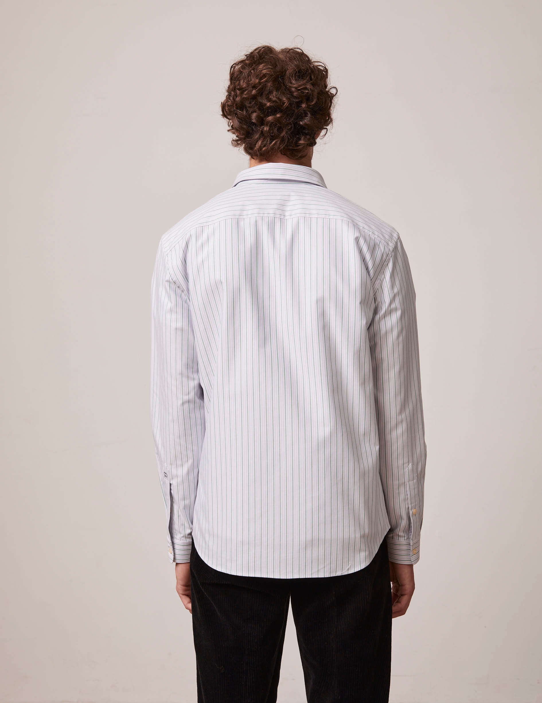 Green and purple striped Gaspard shirt - Oxford - American Collar