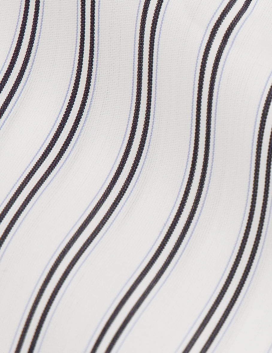 Black striped semi-fitted shirt - Poplin - Italian Collar