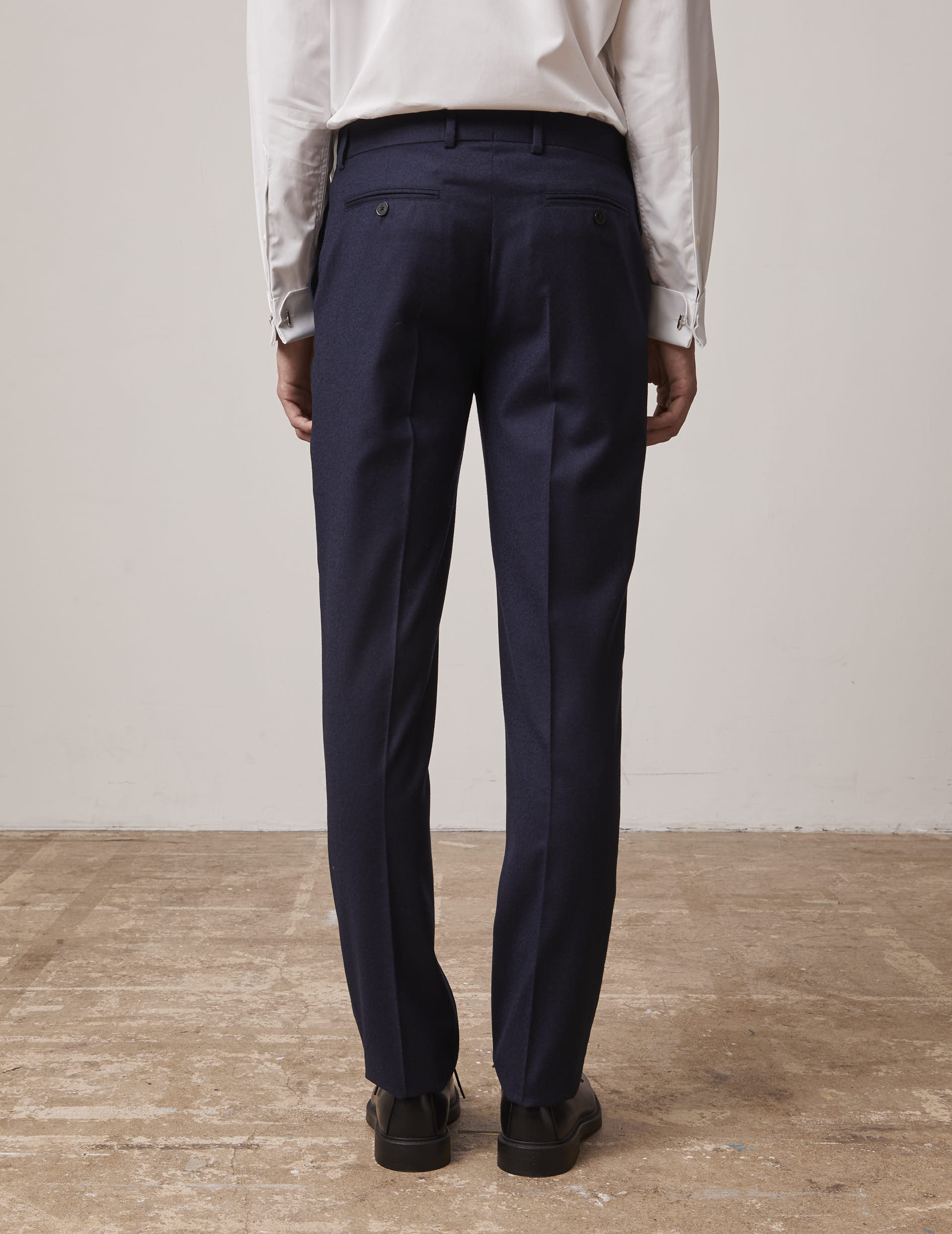 navy blue wool canvas Tailored Greyson pants