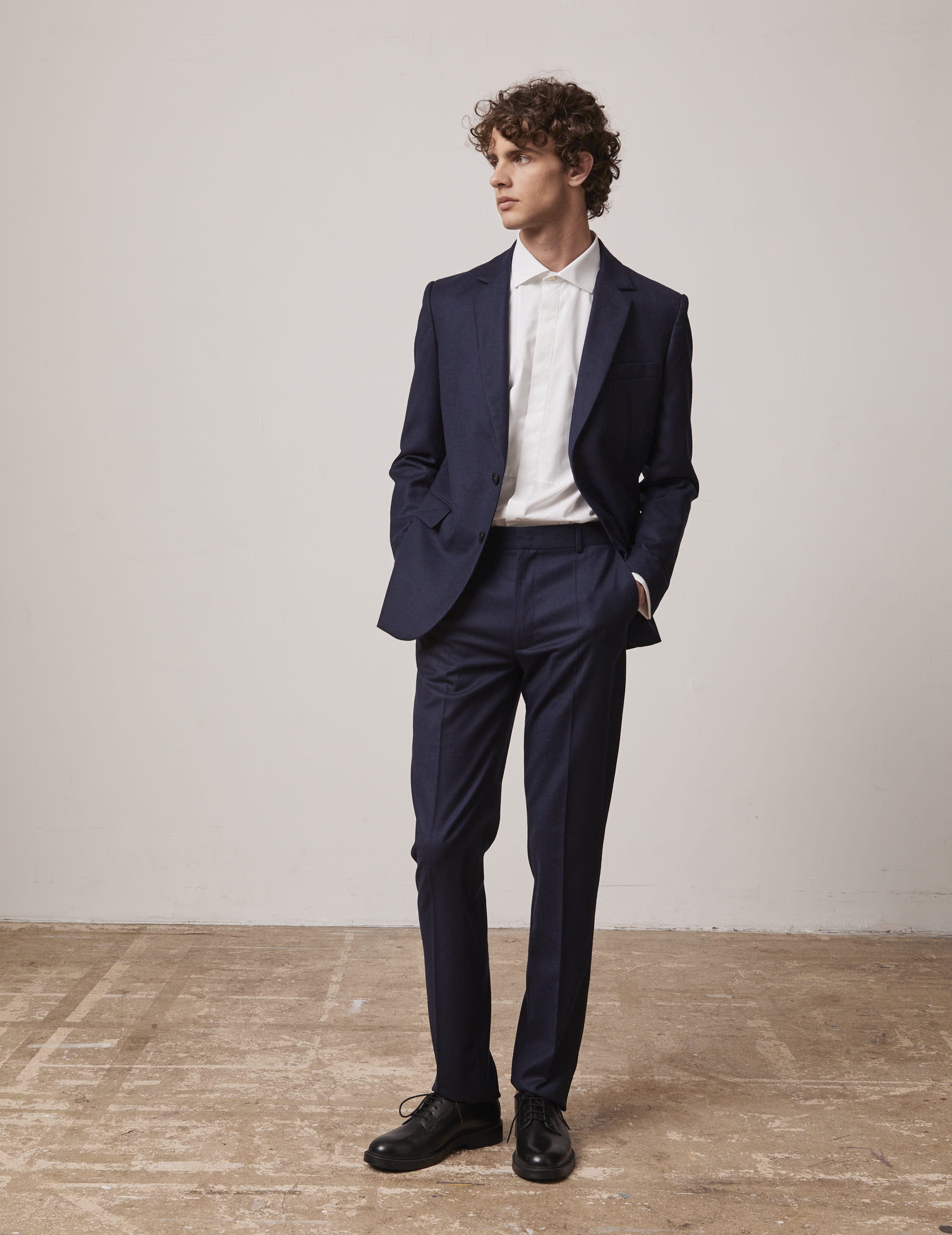 navy blue wool canvas Tailored Greyson pants