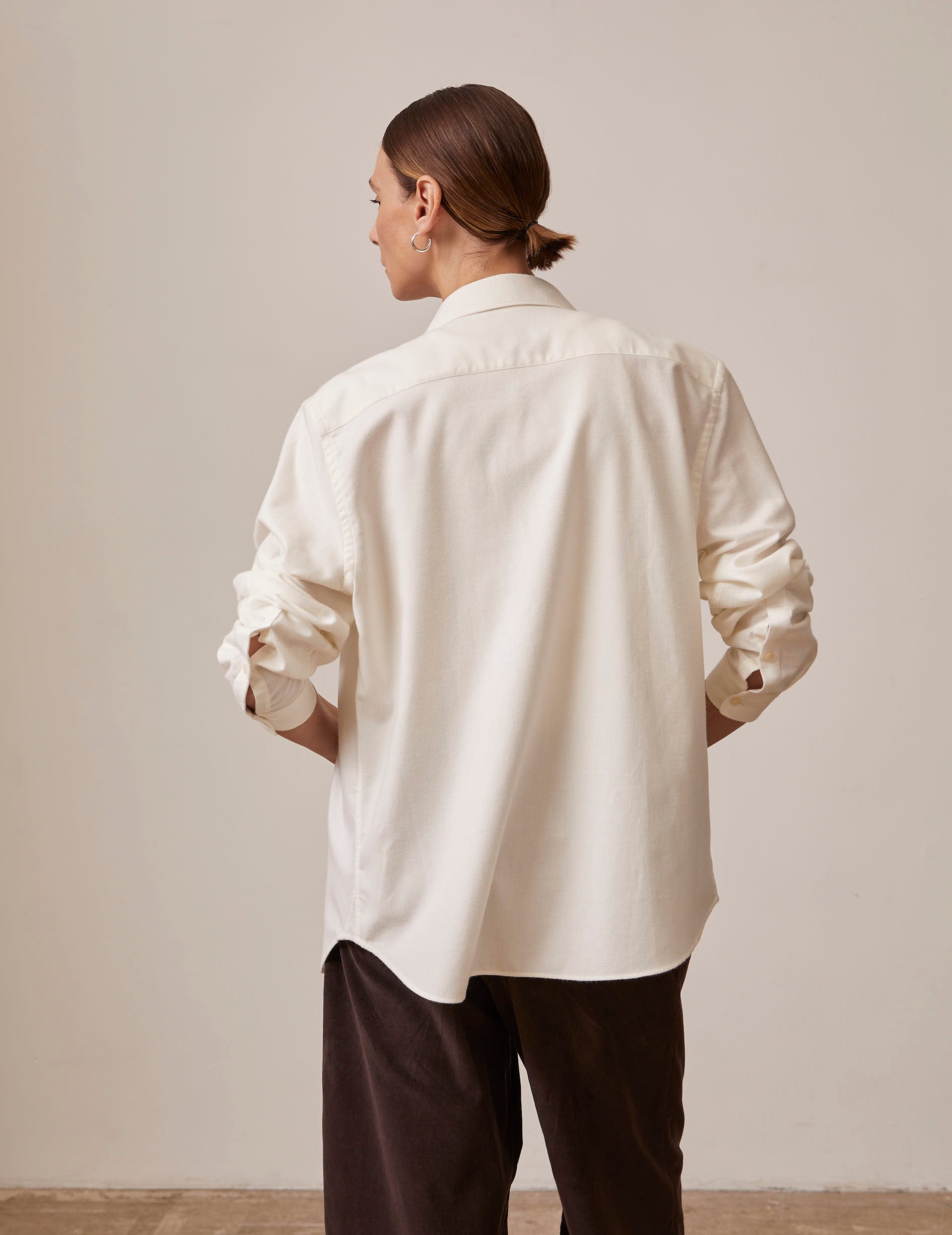 Unisex white "Je t'aime" shirt in cashmere cotton - Flannel - Figaret Collar