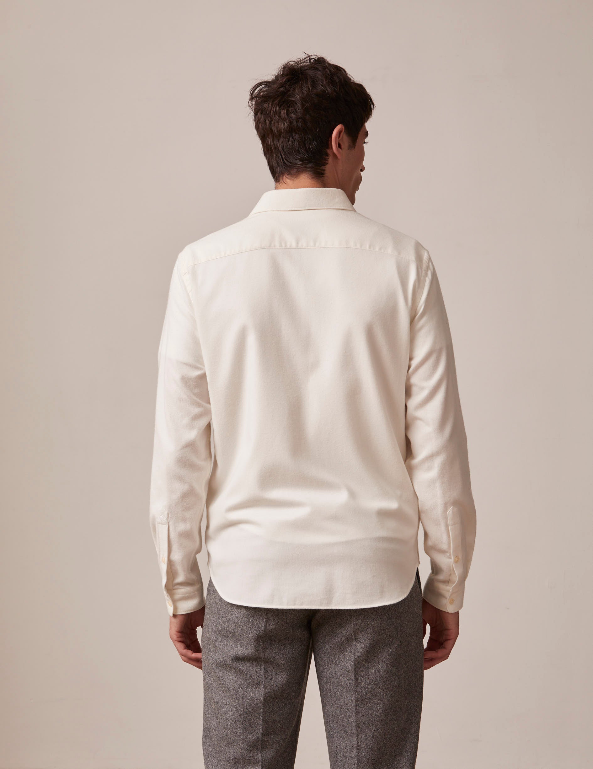 Unisex white "Je t'aime" shirt in cashmere cotton - Flannel - Figaret Collar