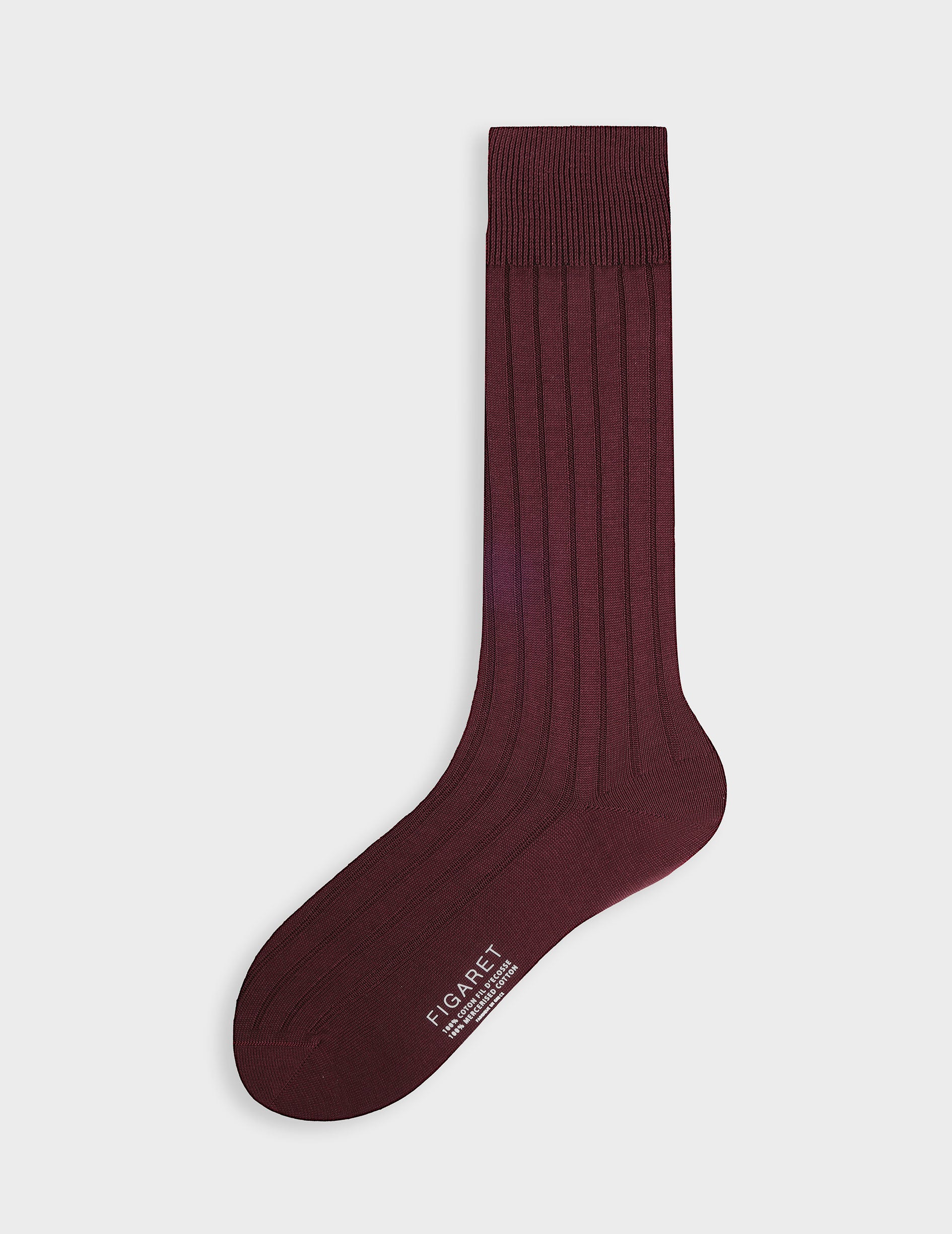 Bordeaux double scottish thread ribbed socks