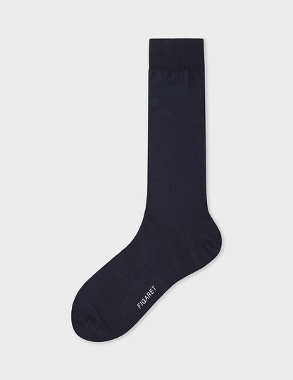 Scottish thread socks with navy blue motifs