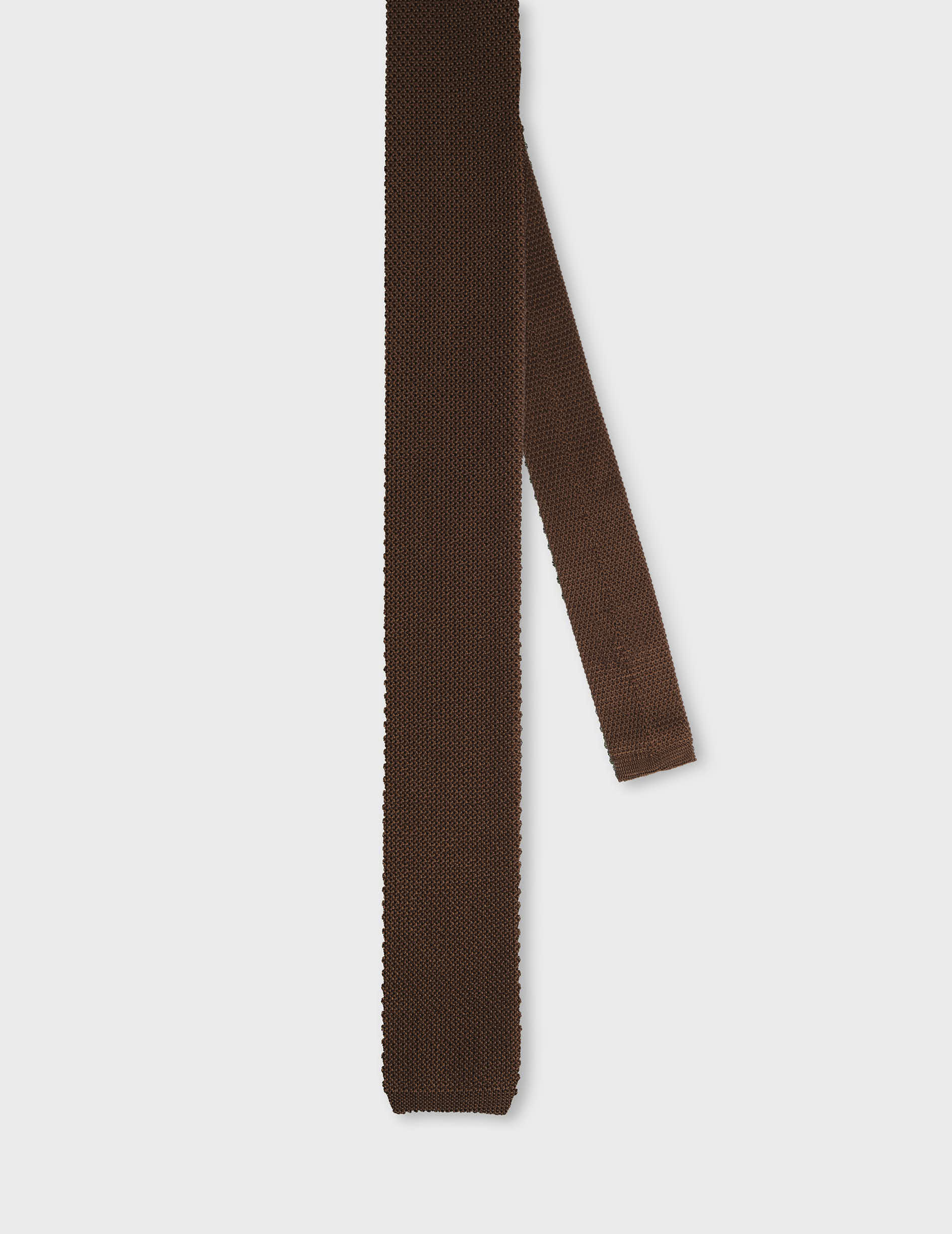 Brown silk knitted tie