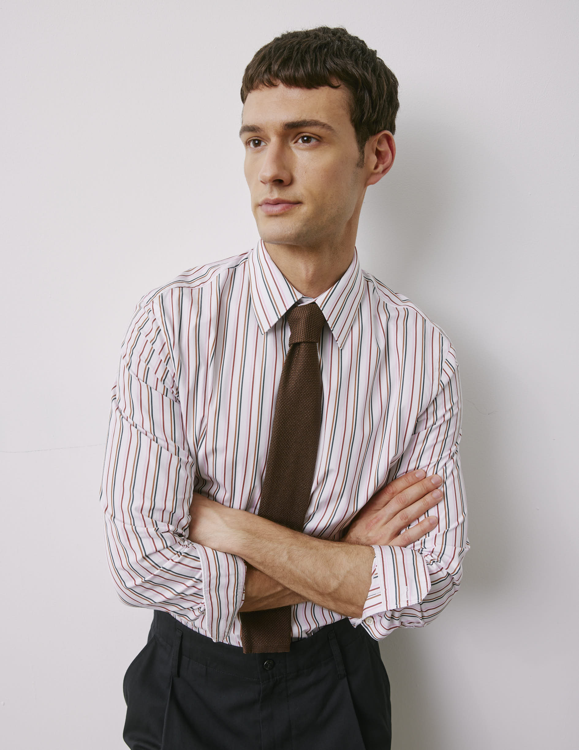 Brown silk knitted tie