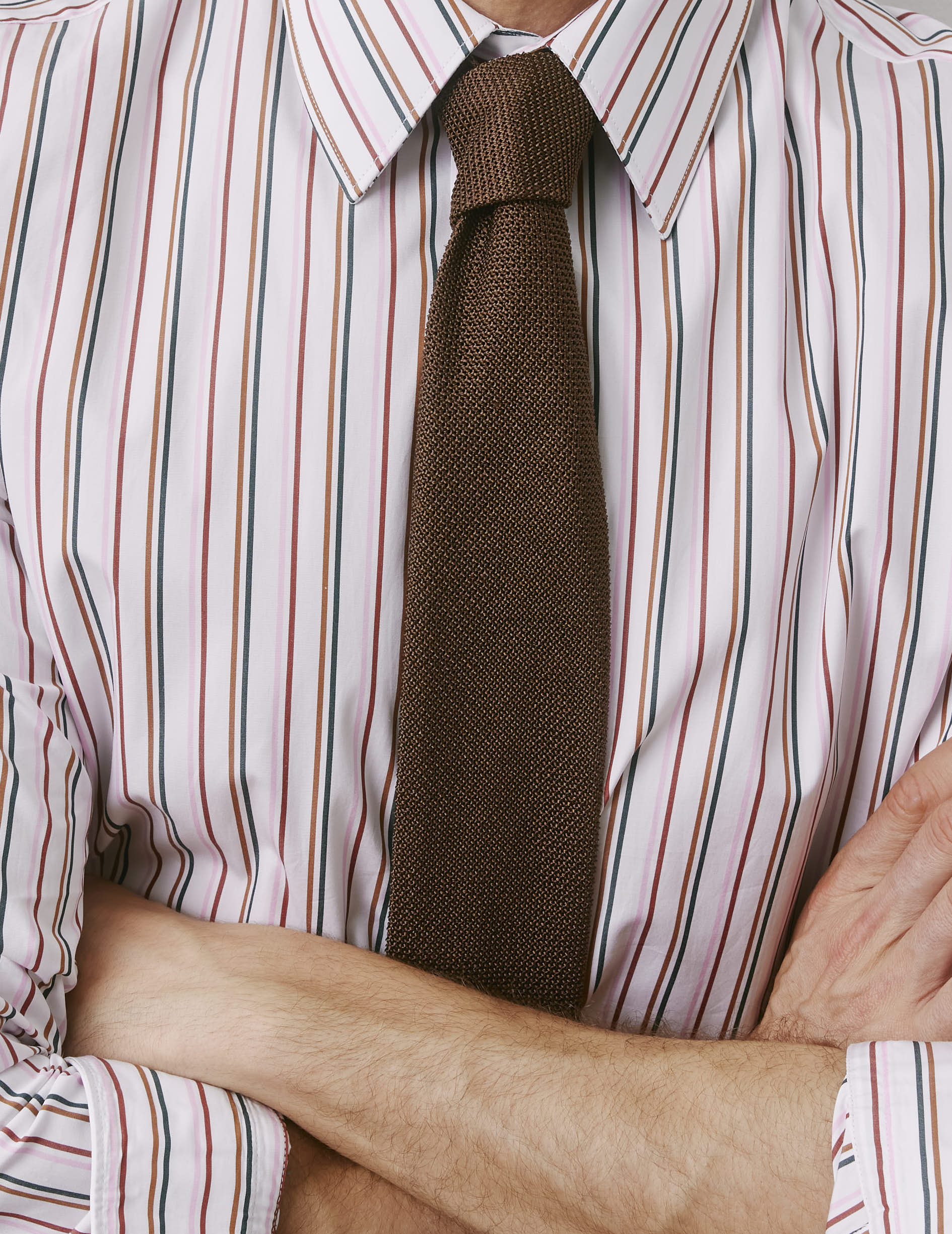 Brown silk knitted tie