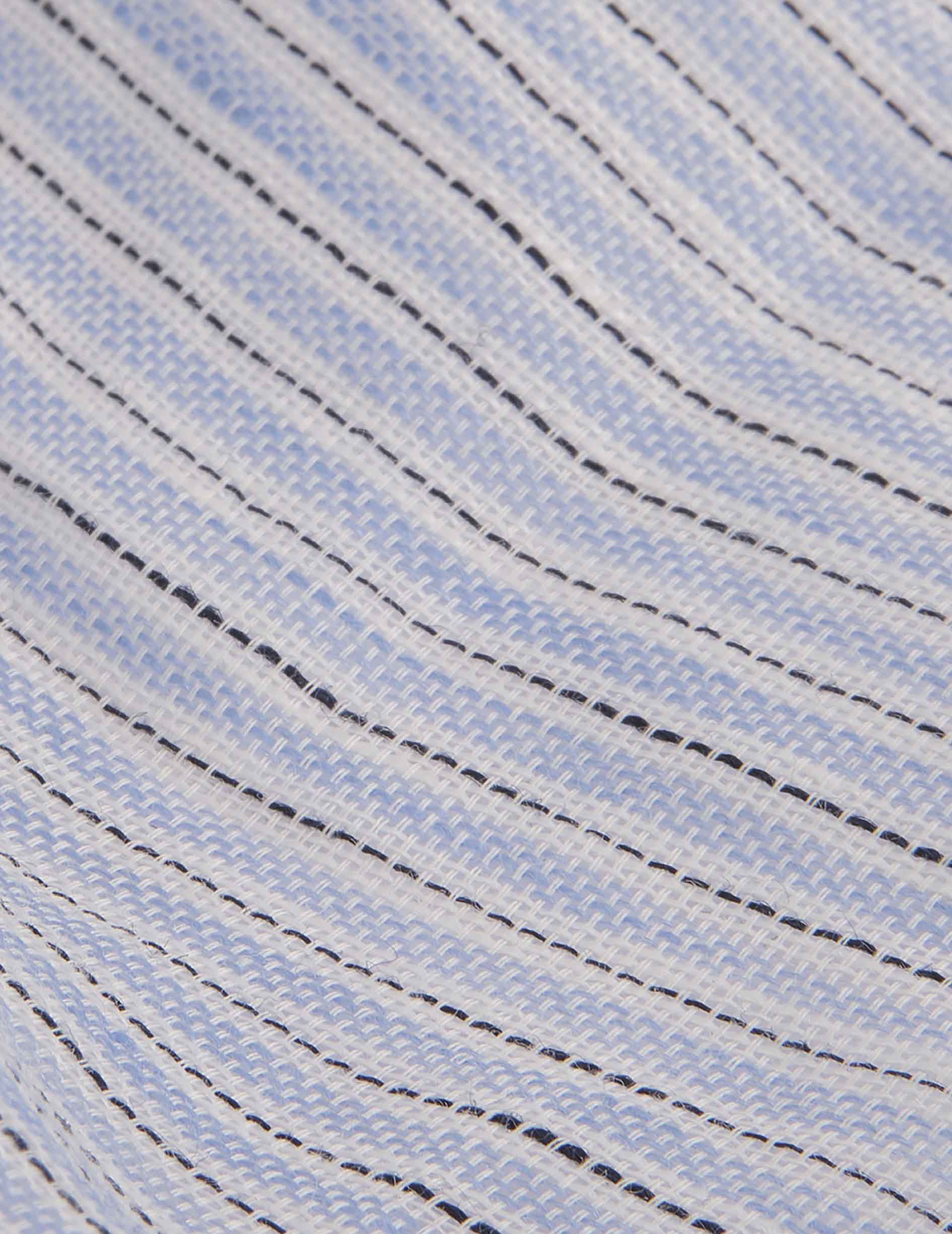 Scarf in striped blue linen and cotton