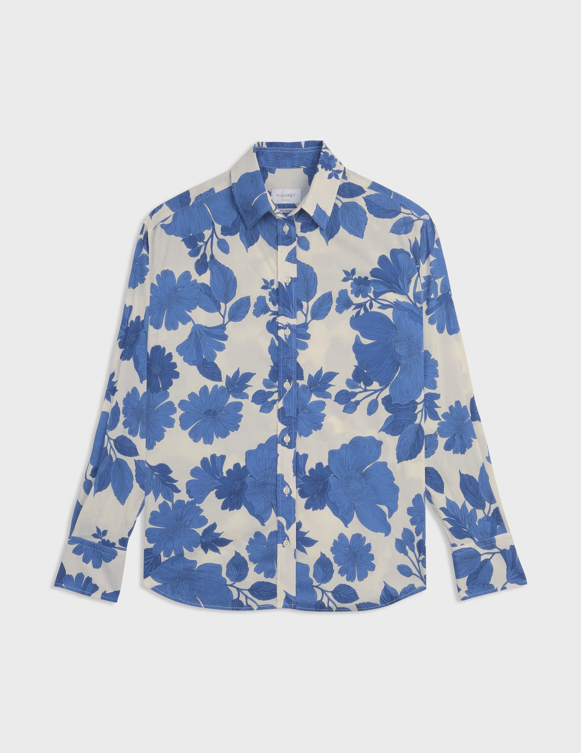 Blue print Ambre shirt - cotton voile - Shirt Collar