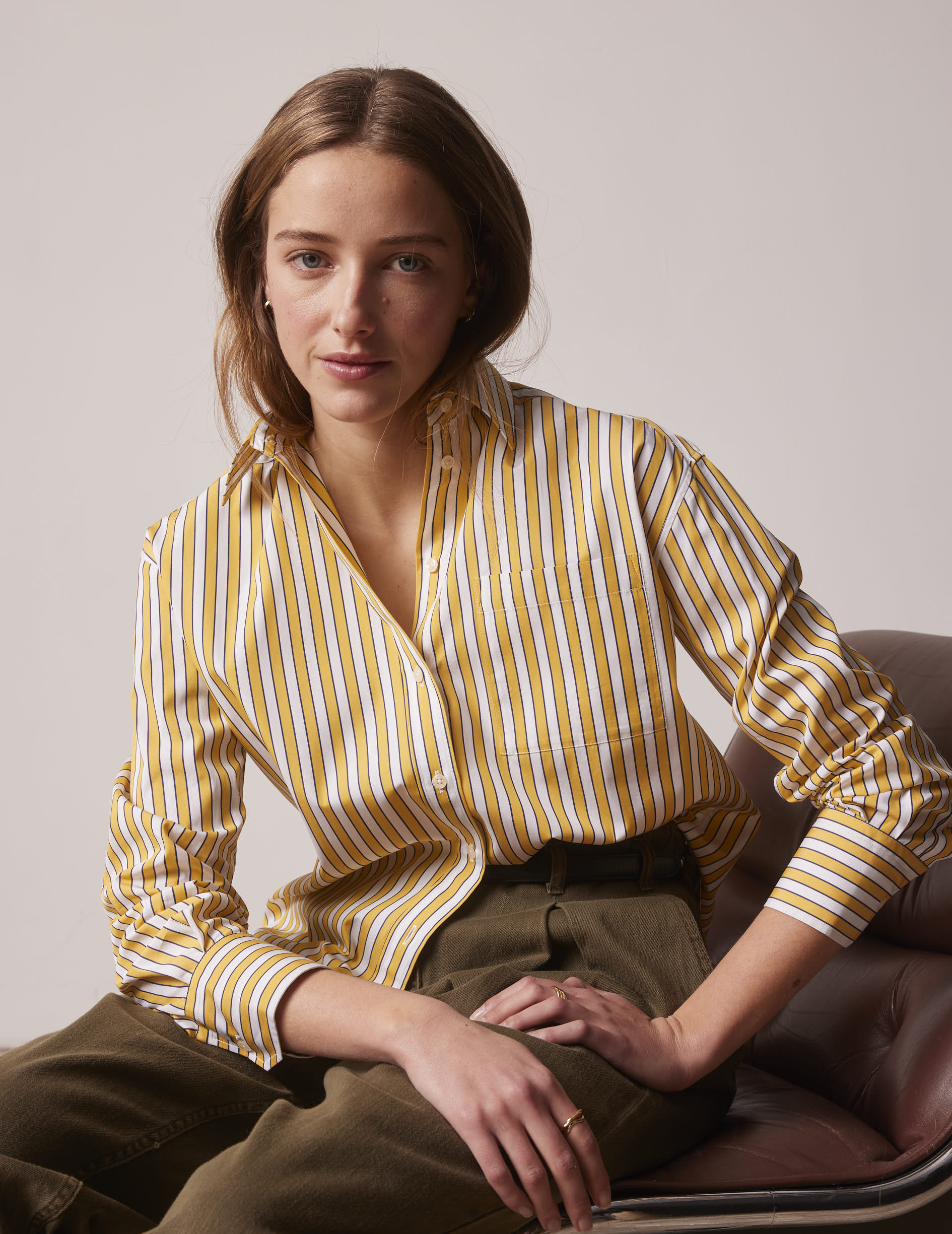 Yellow striped Charlotte shirt - Poplin - Shirt Collar
