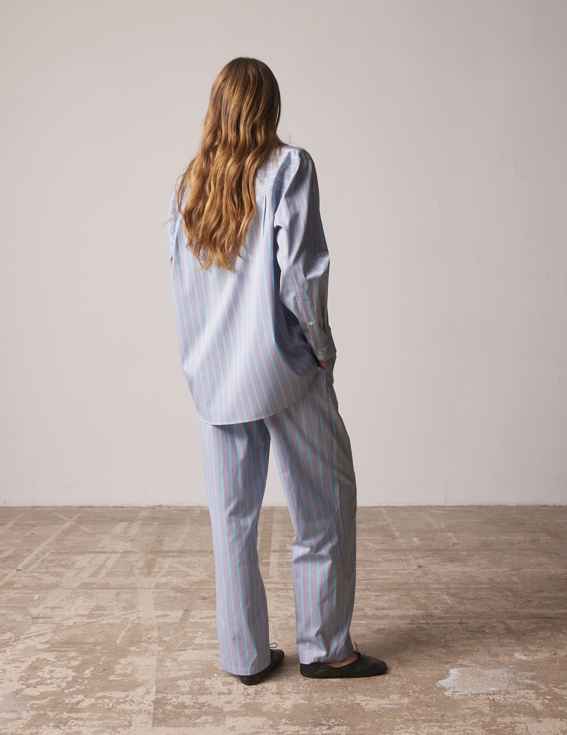 Oversized blue striped Delina shirt - Lyocell - Shirt Collar
