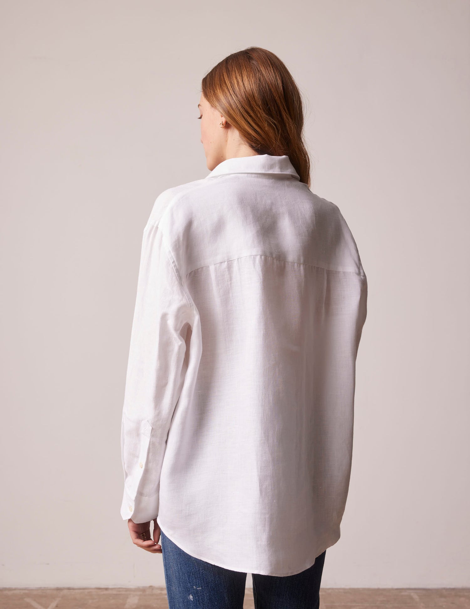 Oversized white linen Delina shirt - Linen - Shirt Collar#2