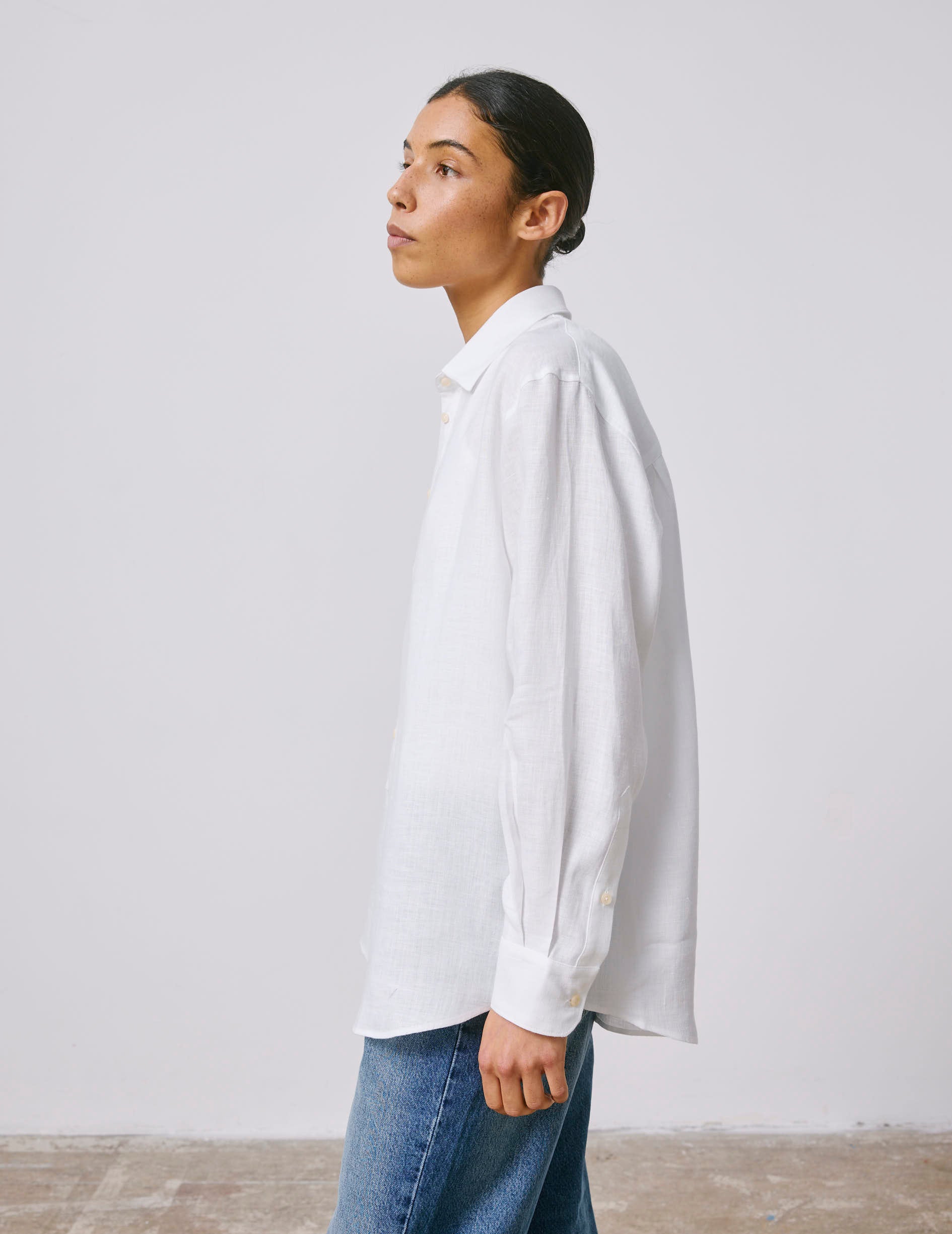 Oversized white linen Delina shirt - Linen - Shirt Collar