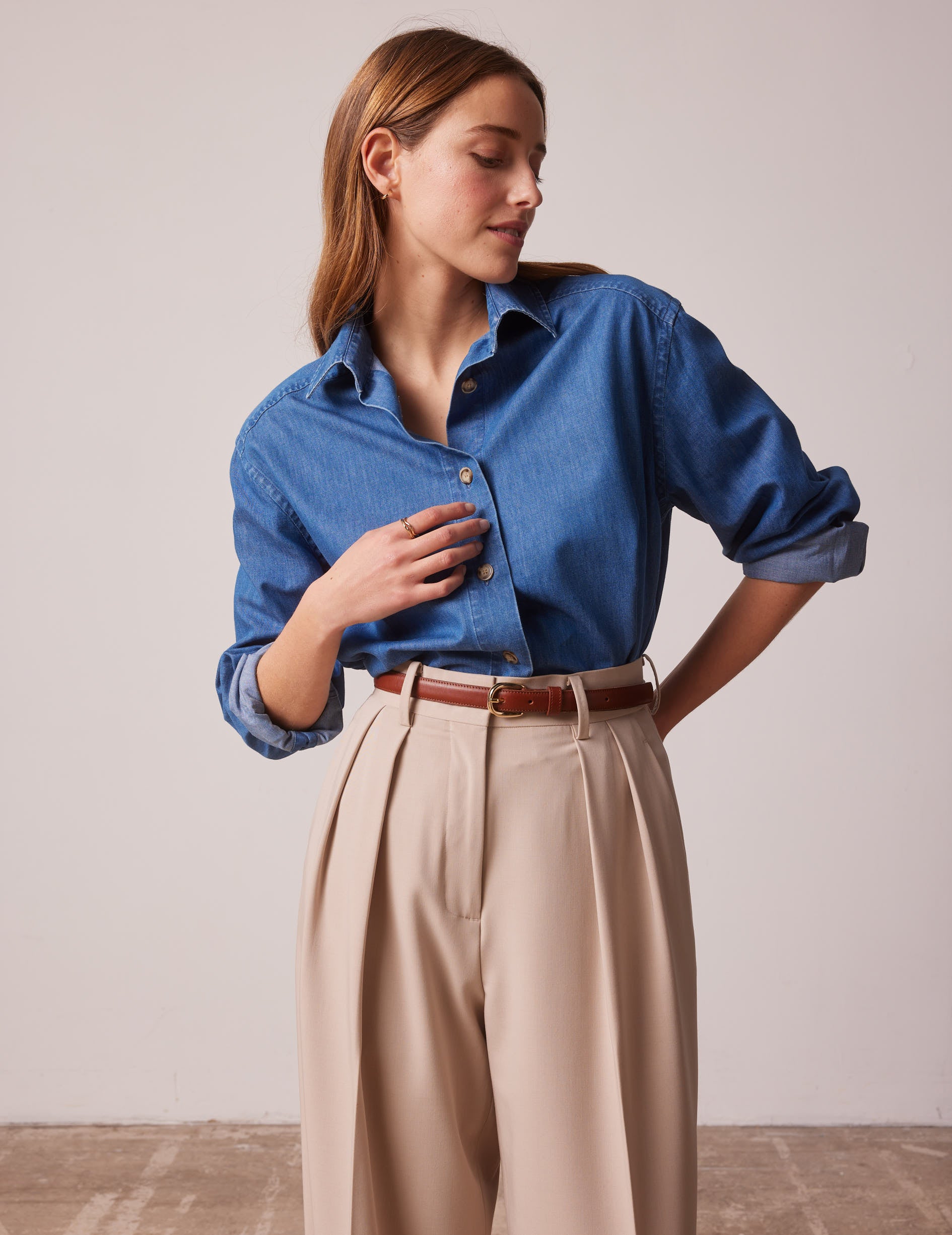 Blue denim Léanna shirt - Denim - Shirt Collar