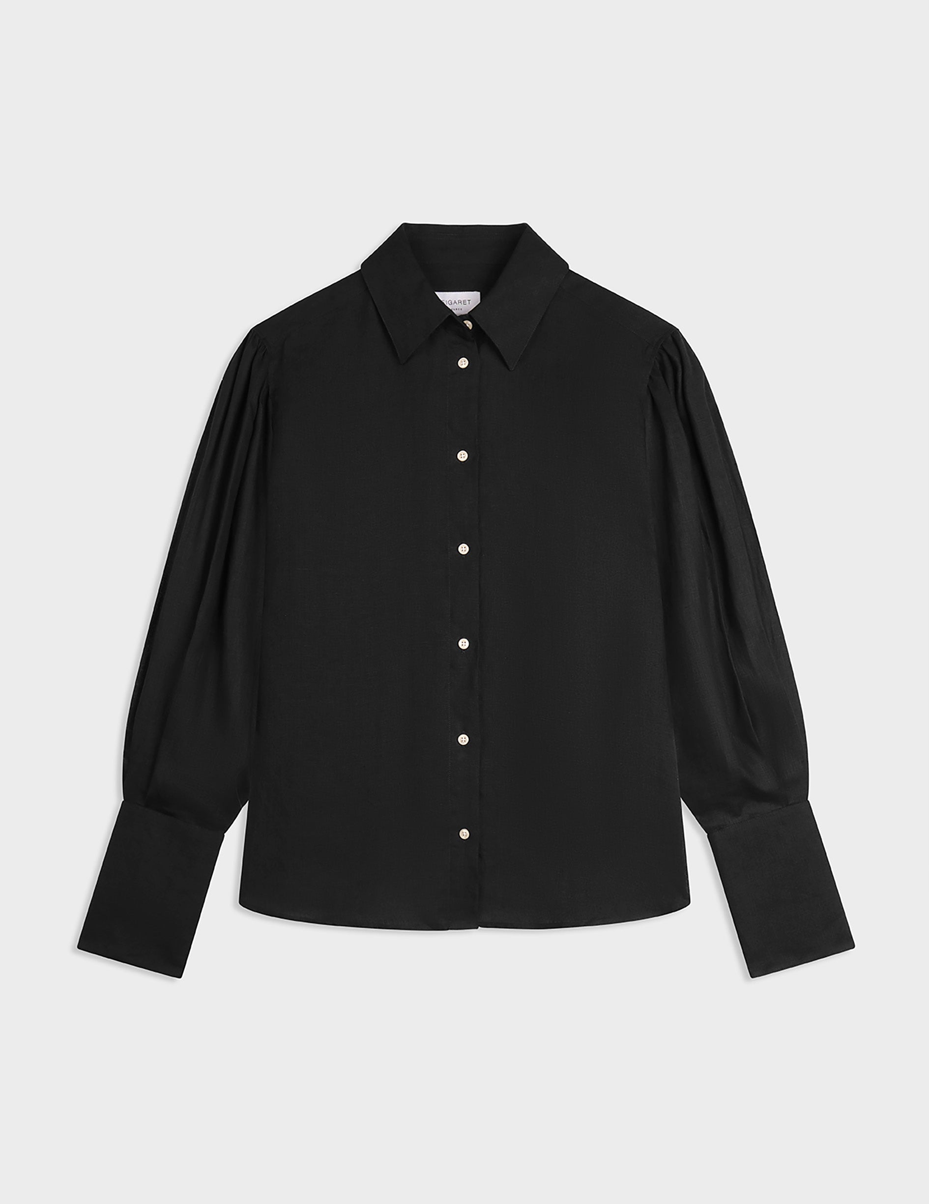 Black linen Lexie shirt - Linen - Shirt Collar