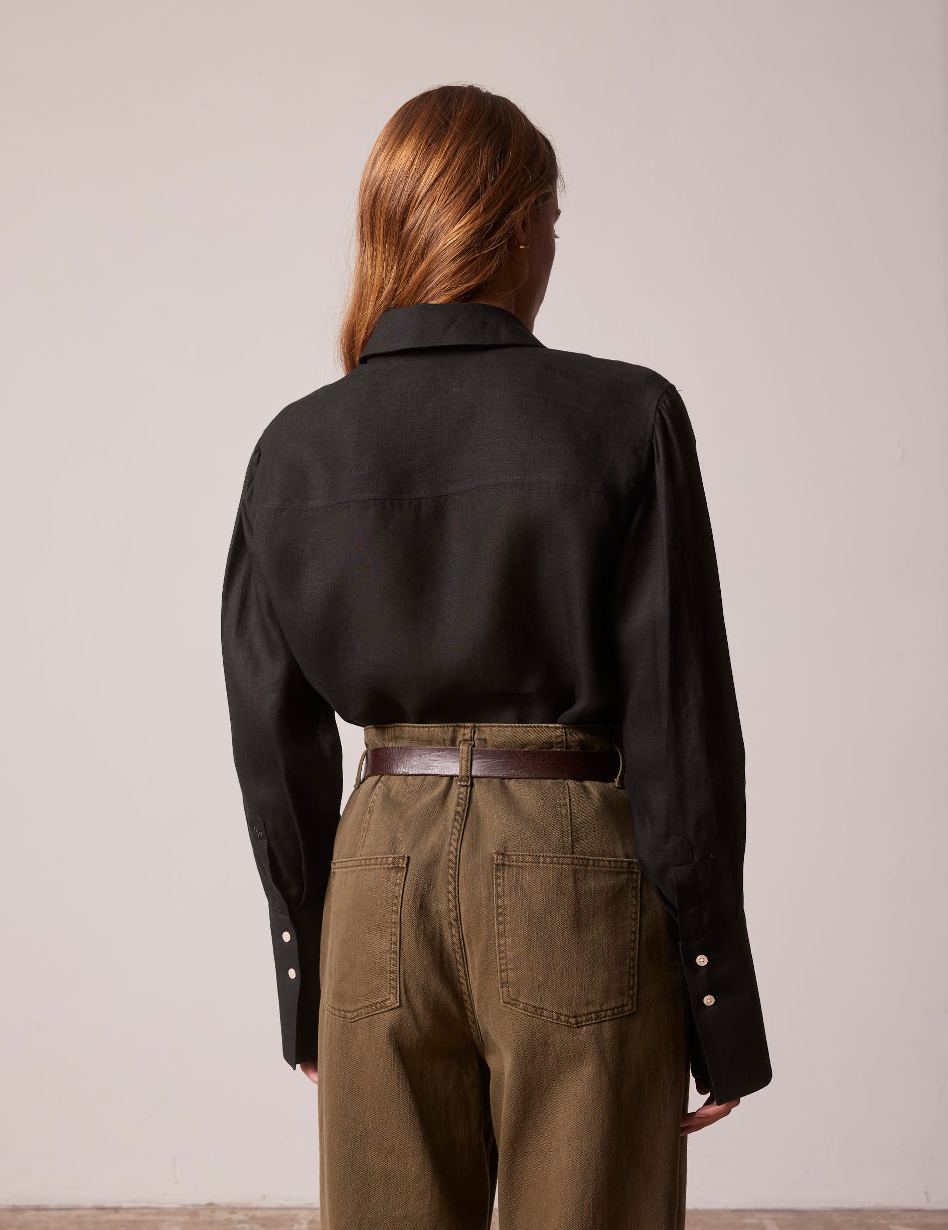 Black linen Lexie shirt - Linen - Shirt Collar