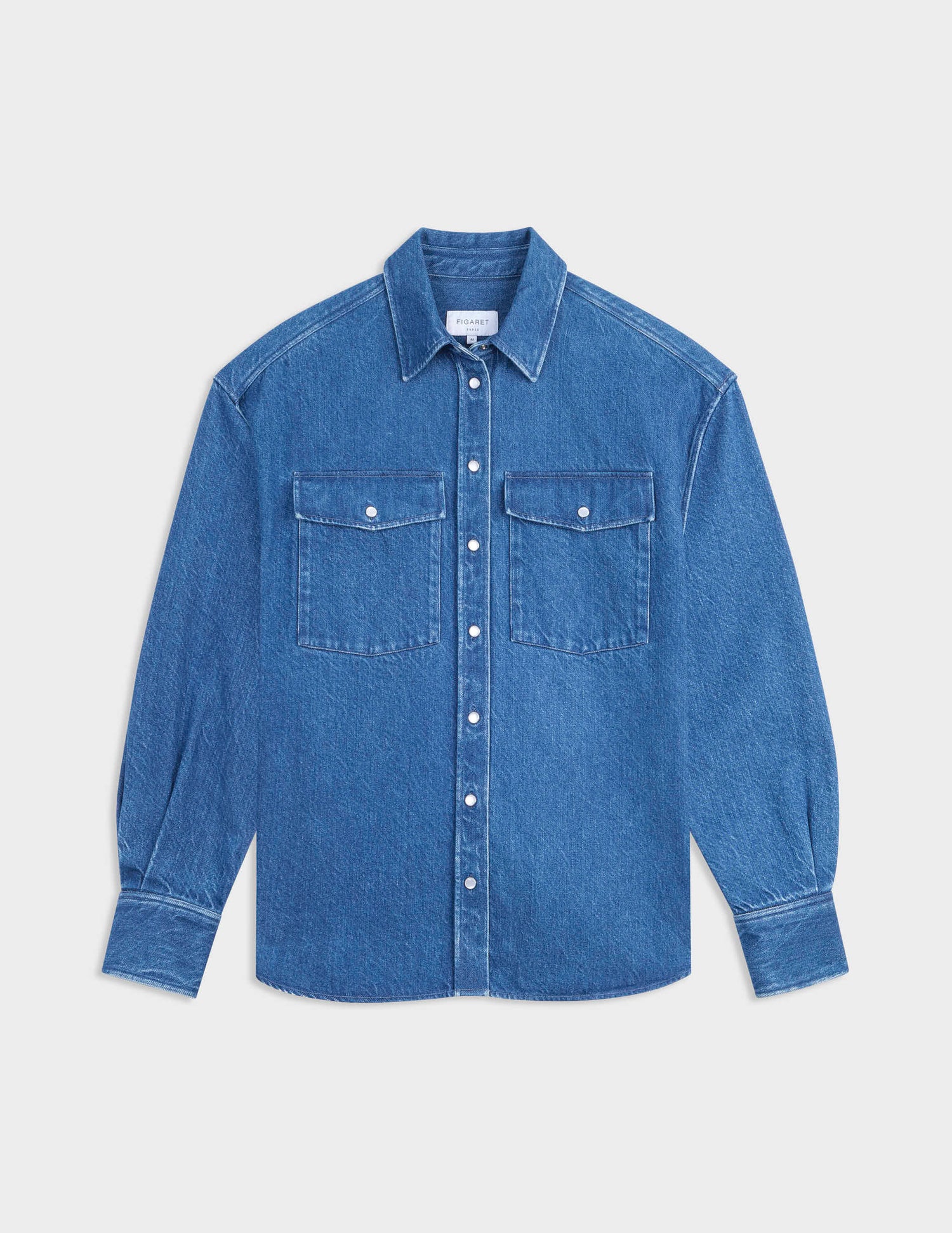 Oversized navy blue denim Lorelie shirt - Denim - Shirt Collar#5