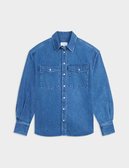 Oversized navy blue denim Lorelie shirt