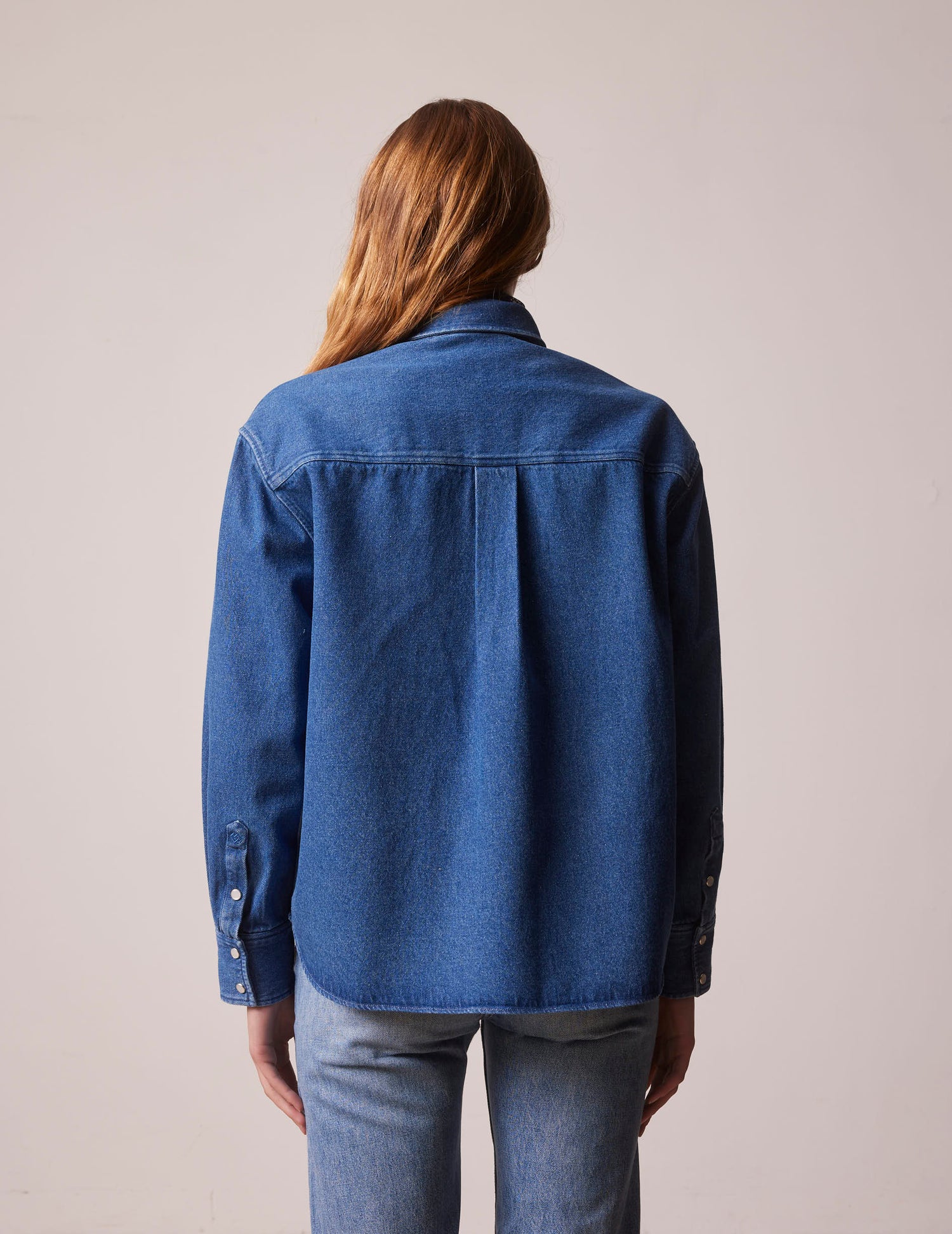 Oversized navy blue denim Lorelie shirt - Denim - Shirt Collar#3