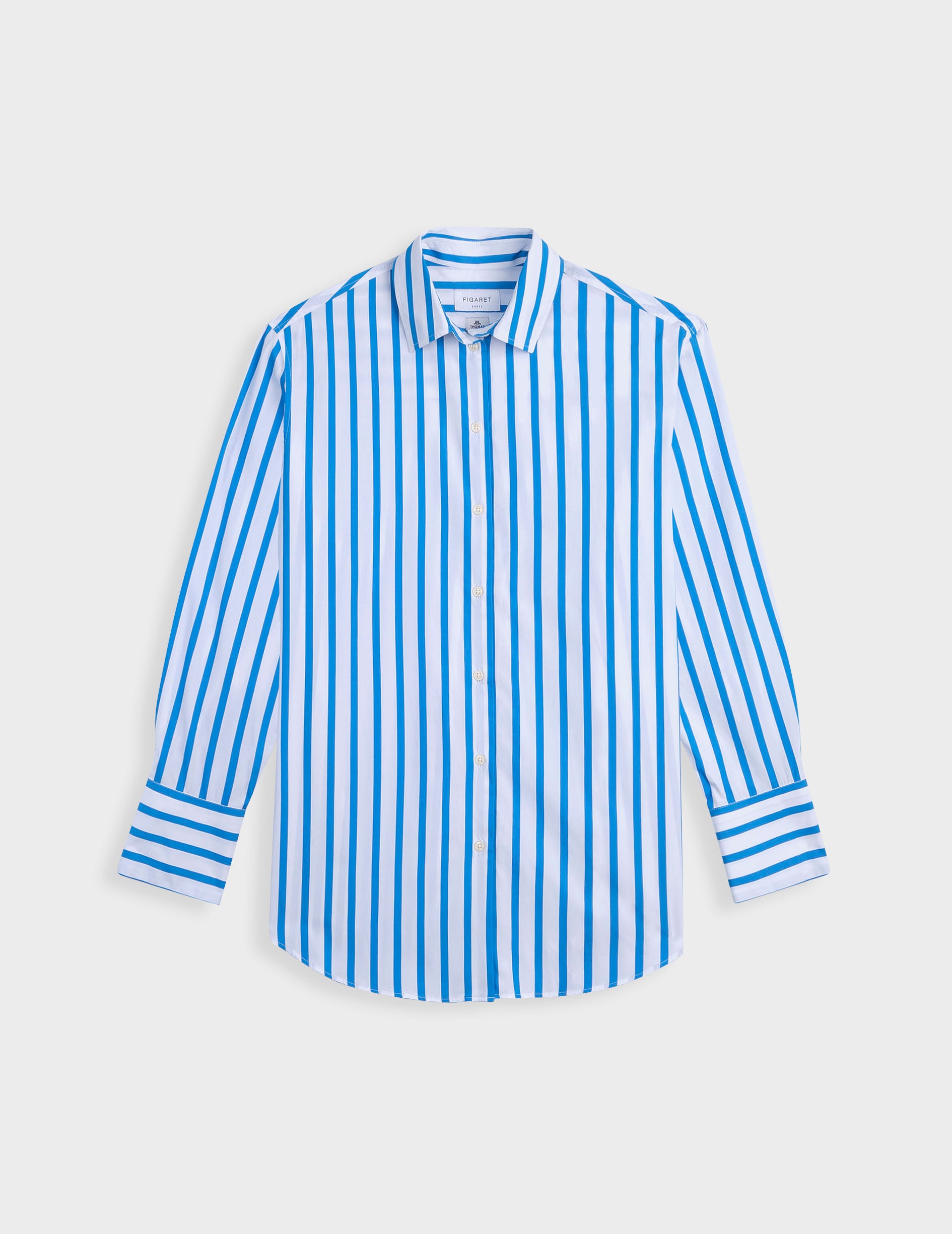 Oversized blue striped Mathilde shirt - Poplin - Shirt Collar