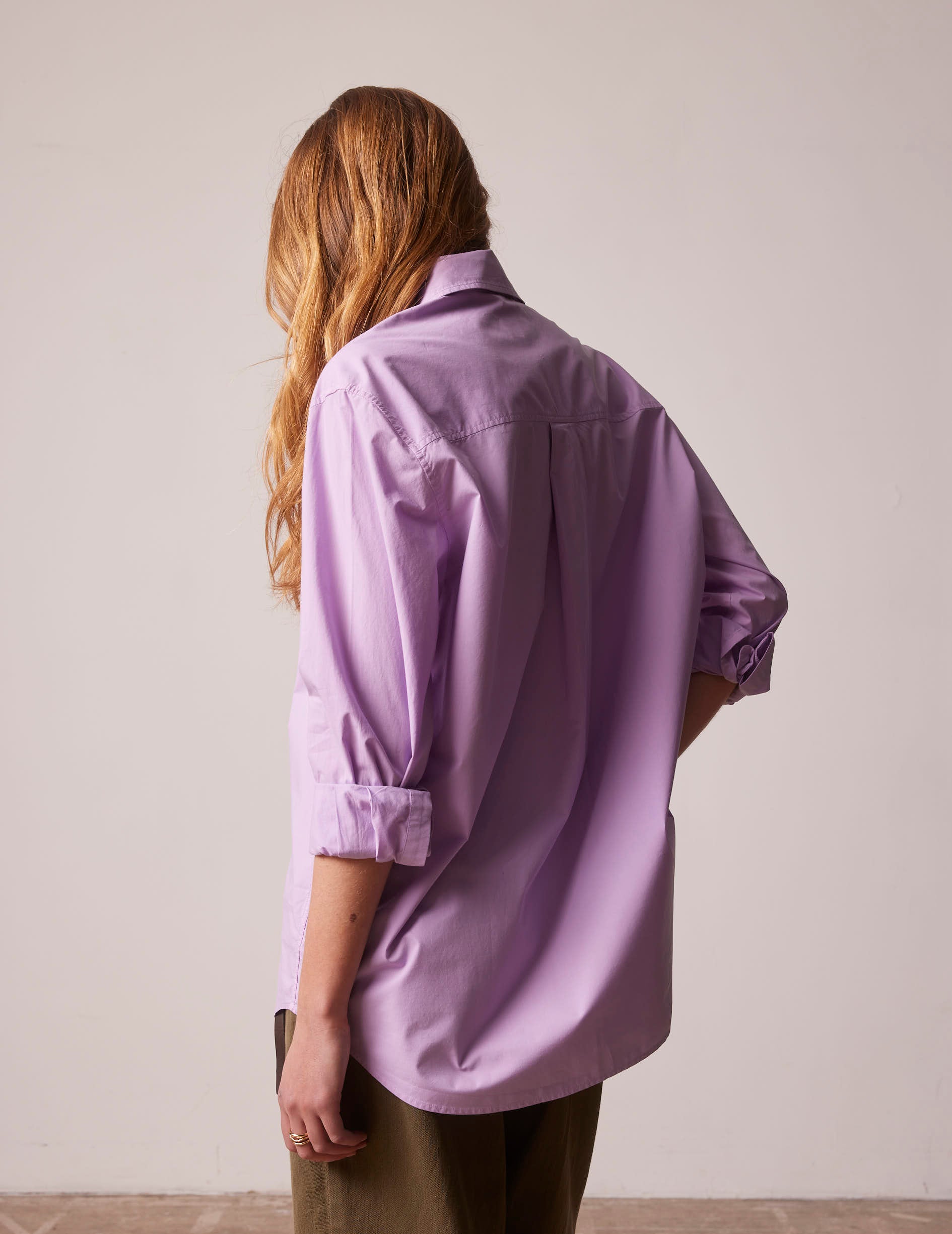 Oversized purple Mathilde shirt - Poplin - Shirt Collar