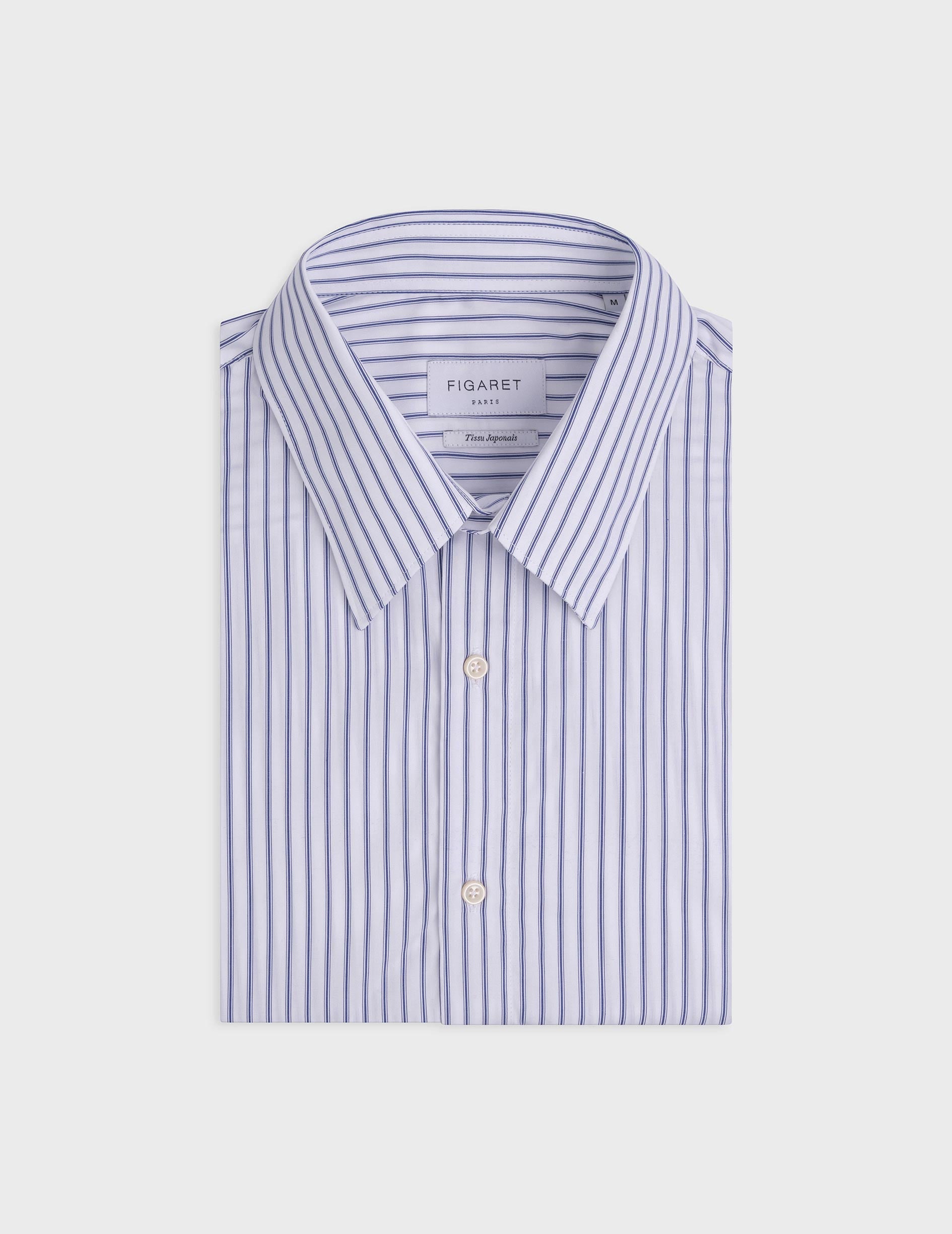 Navy blue striped Antonin shirt - Poplin - Prodigious Collar