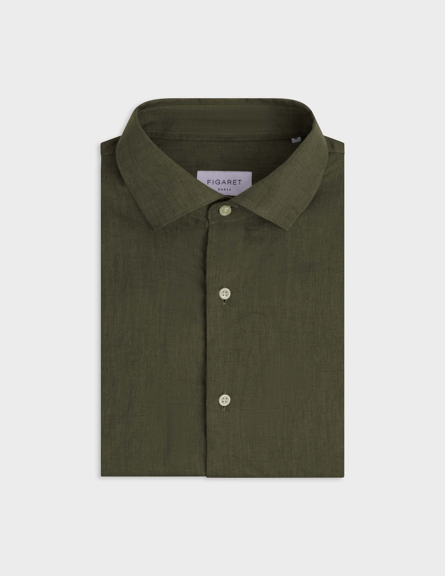 Khaki linen Aristote shirt - Linen - Italian Collar#3