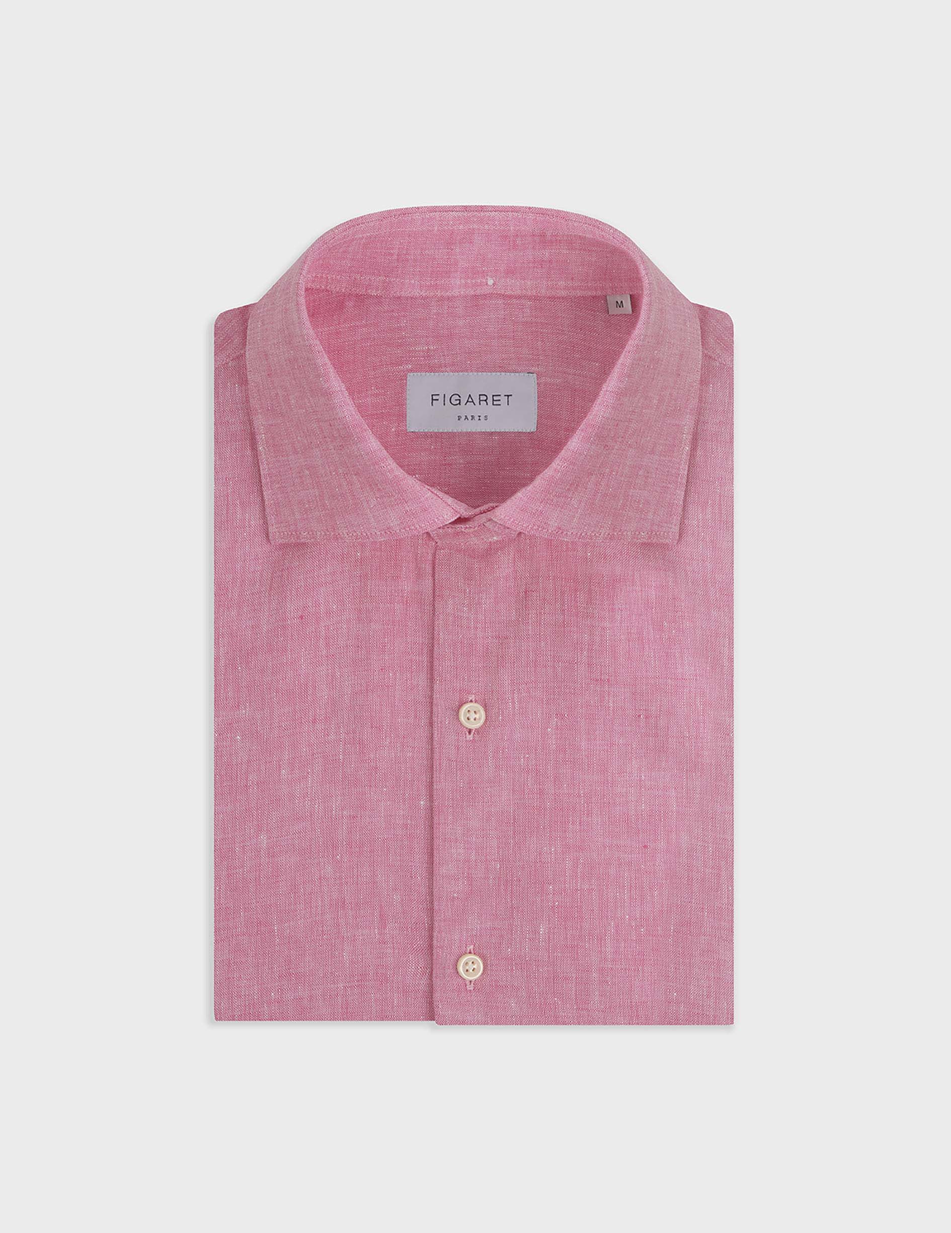 Pink linen Aristote shirt - Linen - Italian Collar
