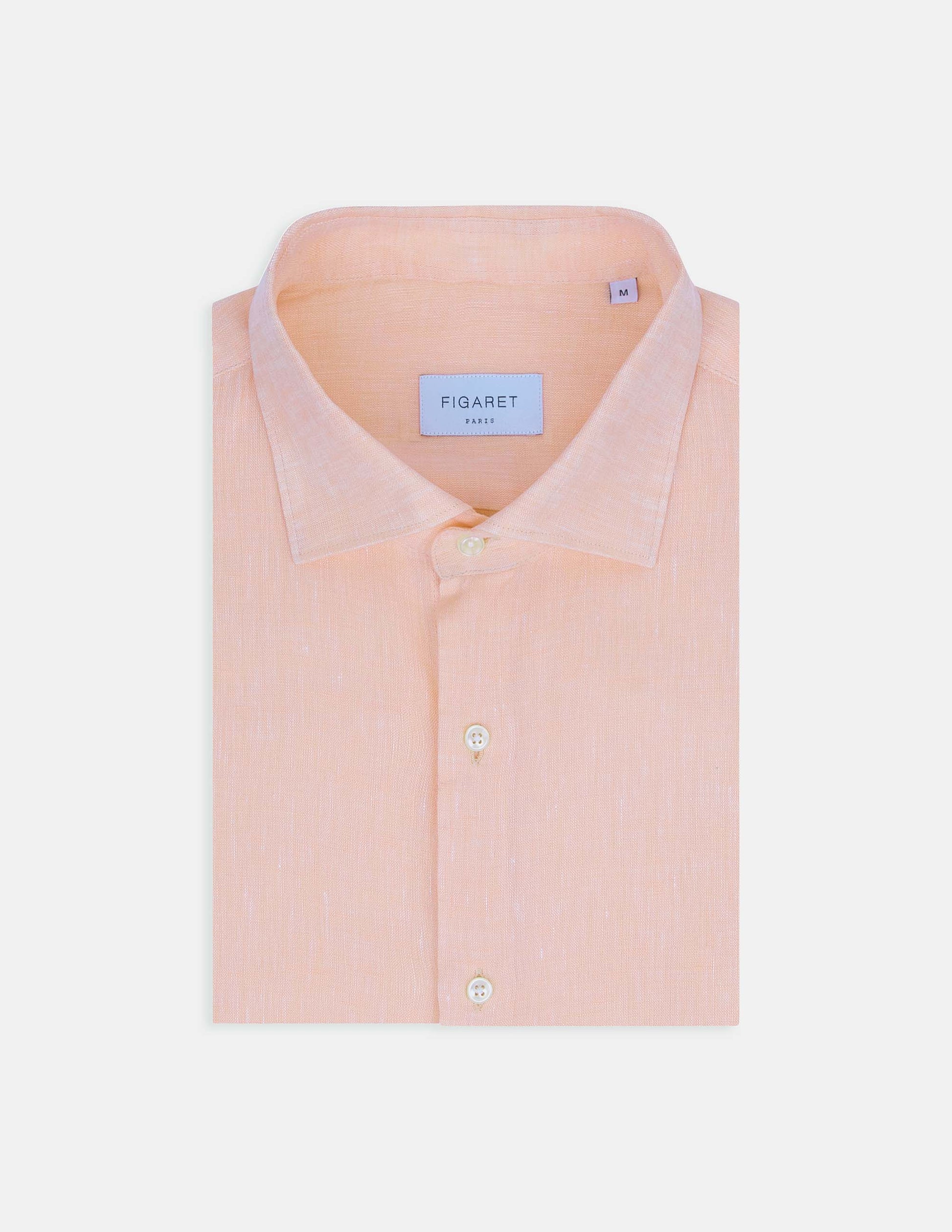 Orange linen Aristote shirt - Linen - Italian Collar