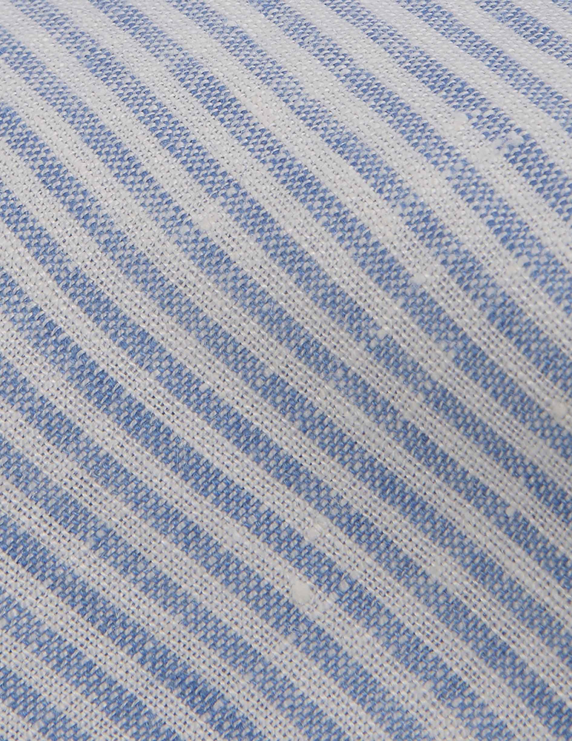 Blue striped linen Aristote shirt - Linen - Italian Collar