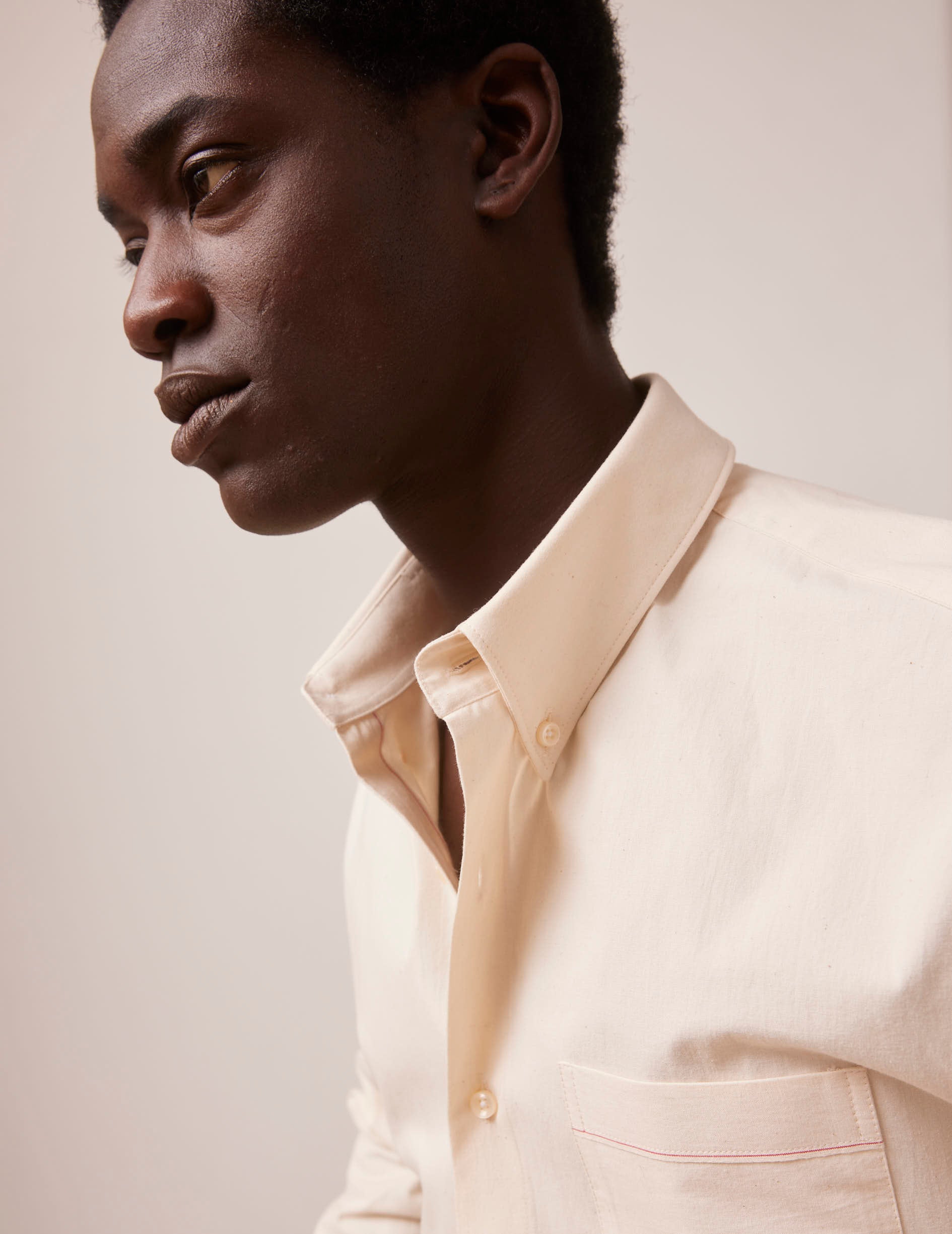 Ecru Armand shirt - Selvedge canvas - Prodigious buttoned Collar