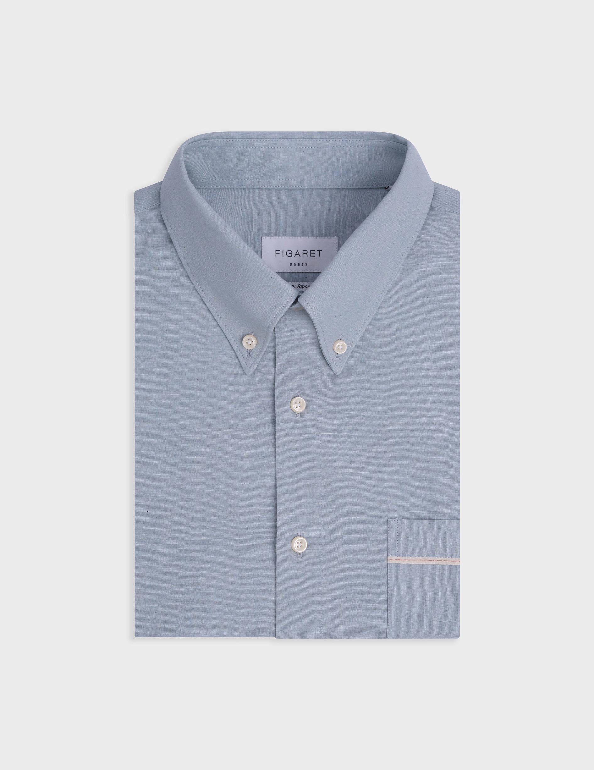 Blue Armand shirt - Selvedge canvas - Prodigious buttoned Collar