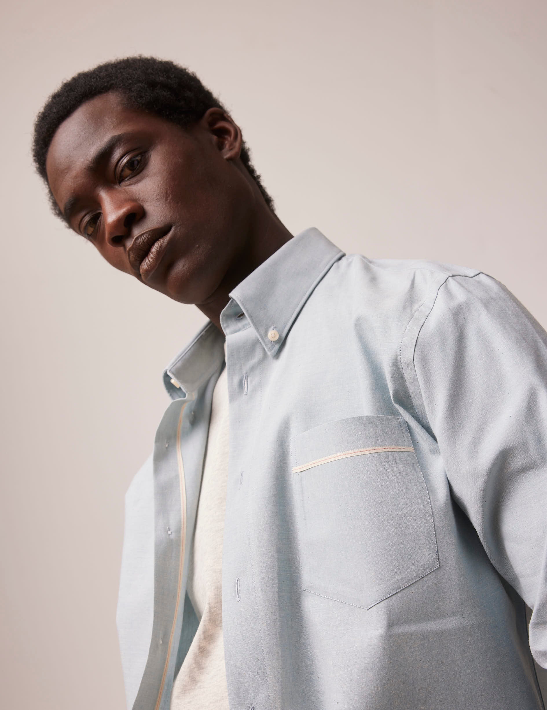 Blue Armand shirt - Selvedge canvas - Prodigious buttoned Collar